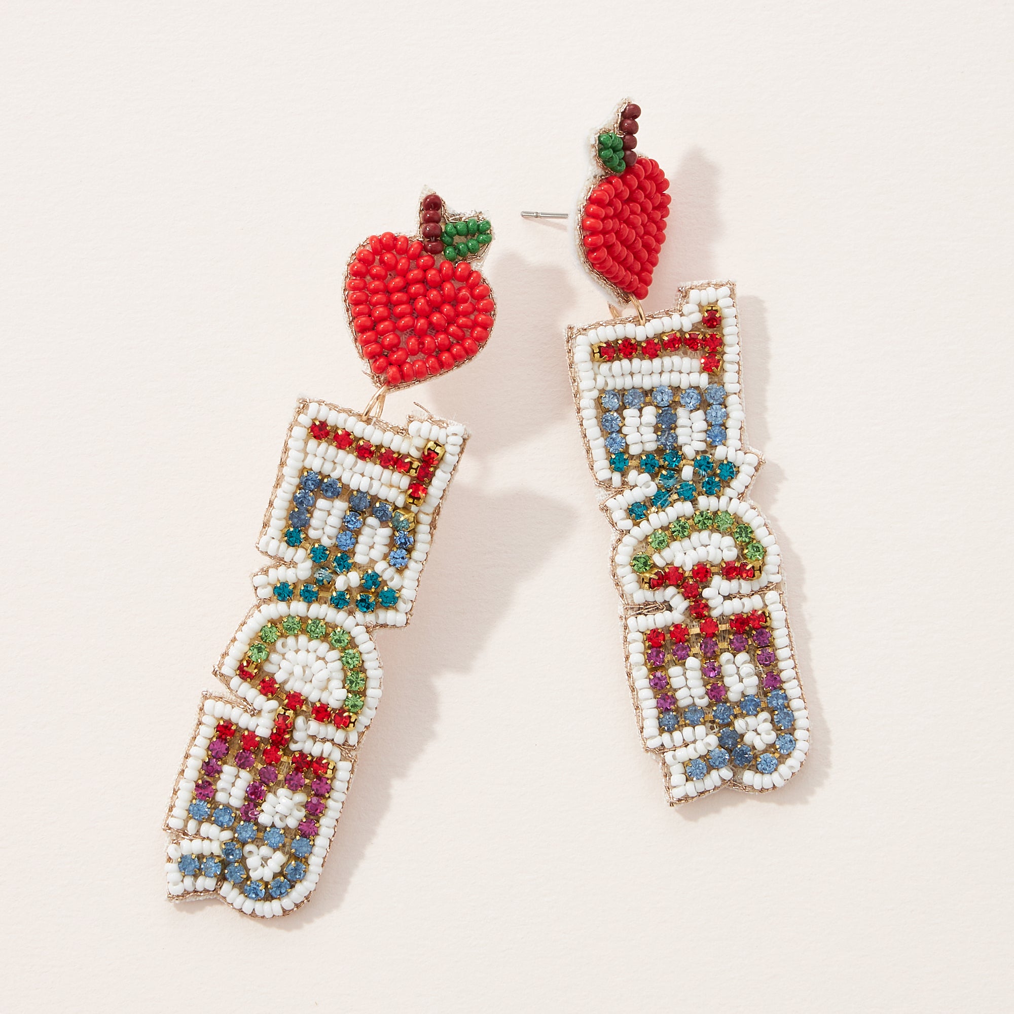 'Teacher' Rhinestone Seed Bead Earrings