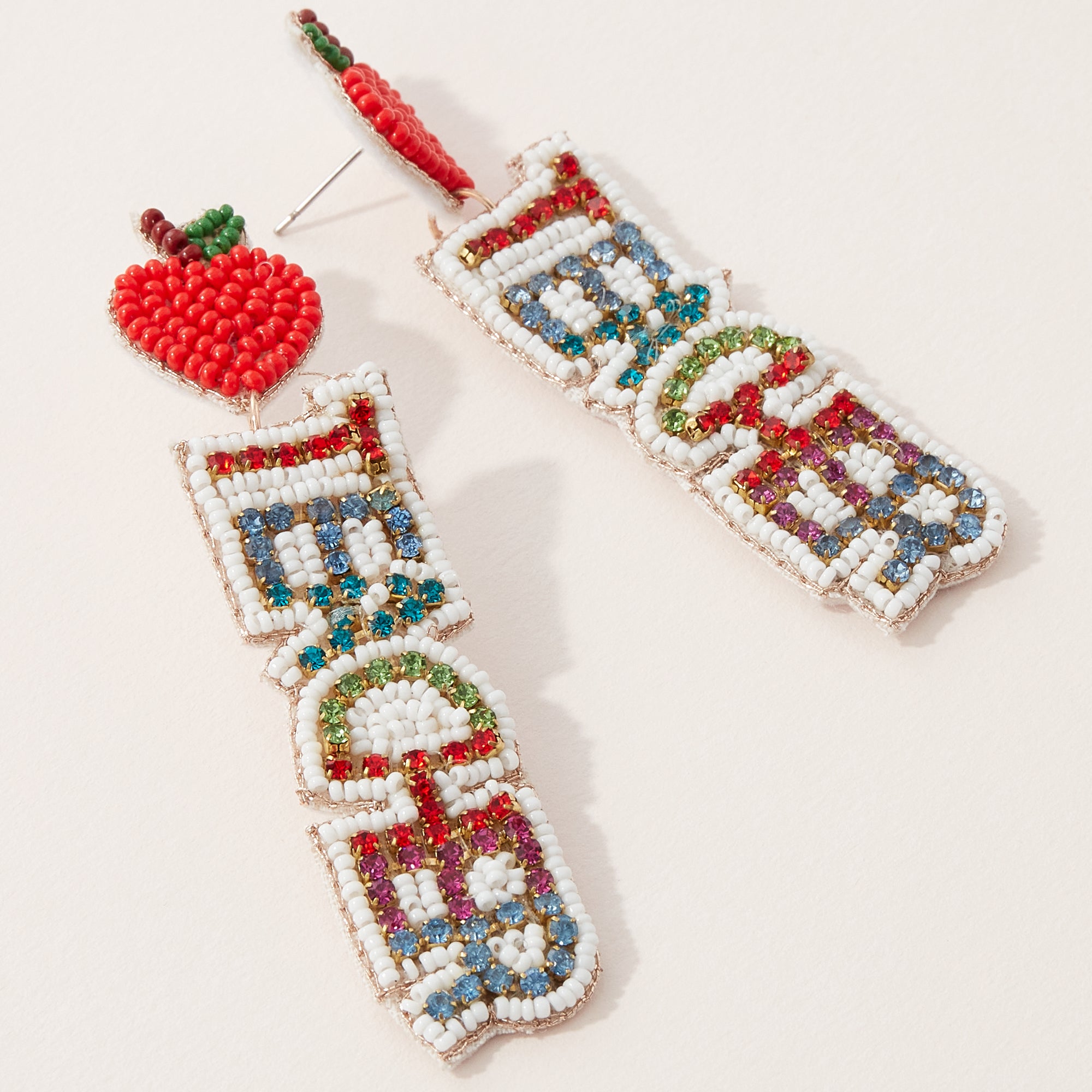 'Teacher' Rhinestone Seed Bead Earrings