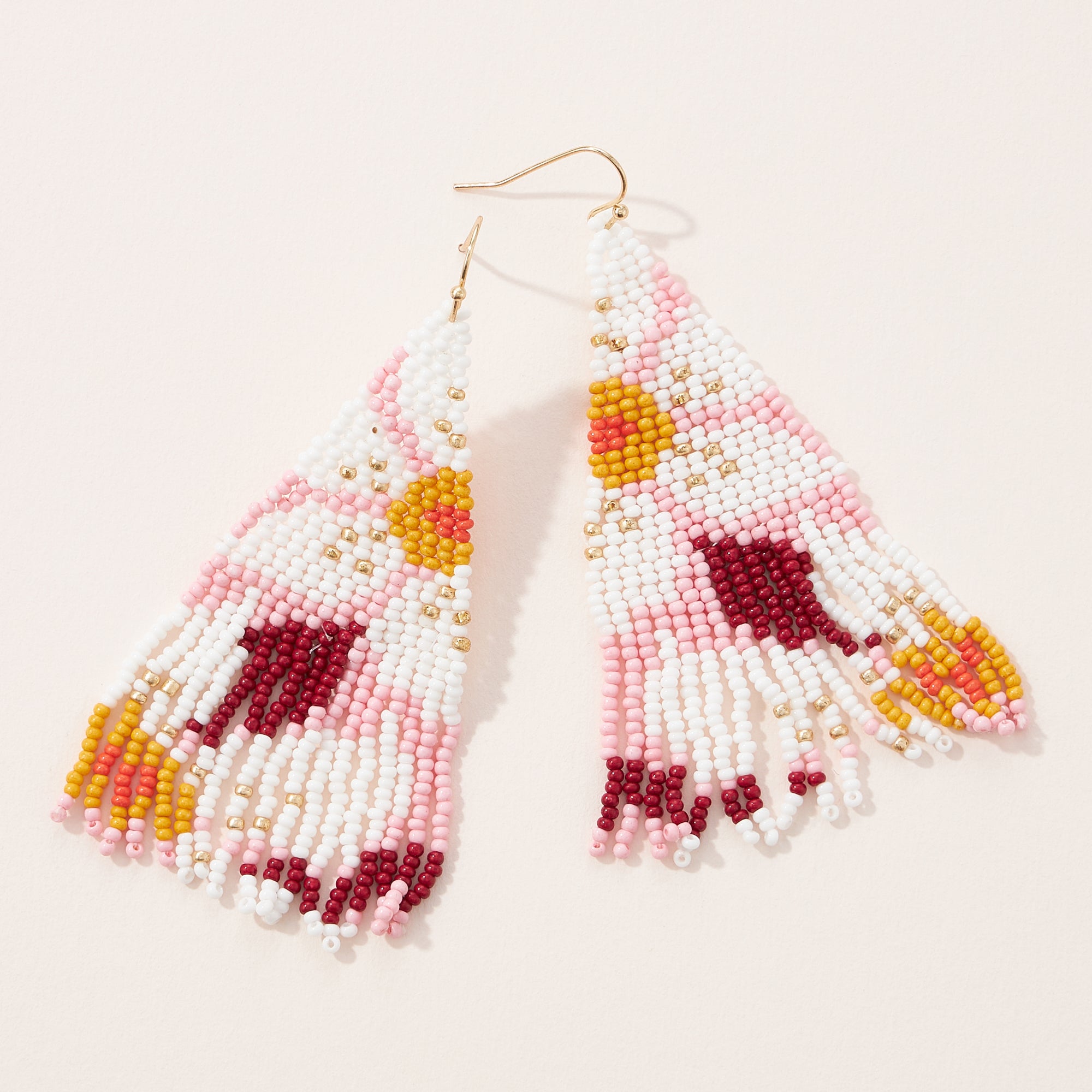 Flower Pattern Seed Bead Fringe Earrings