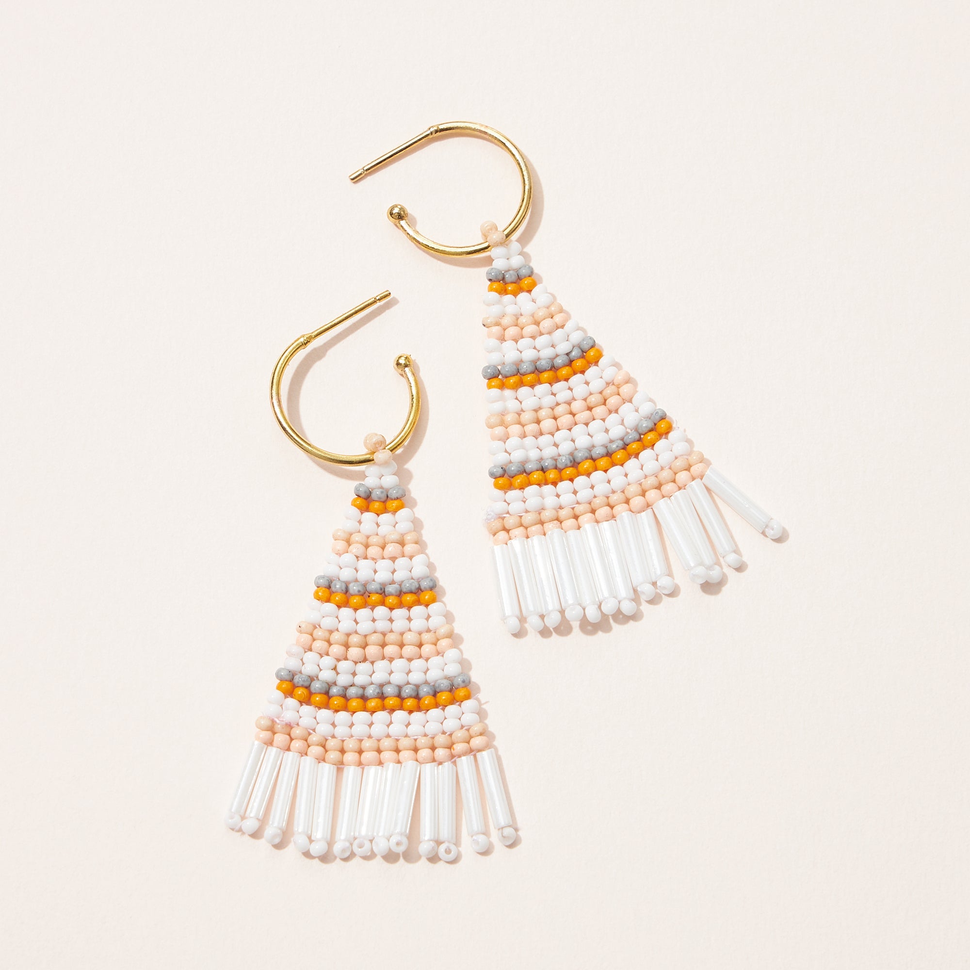 Color Block Seed Bead Petite Fringe Earrings