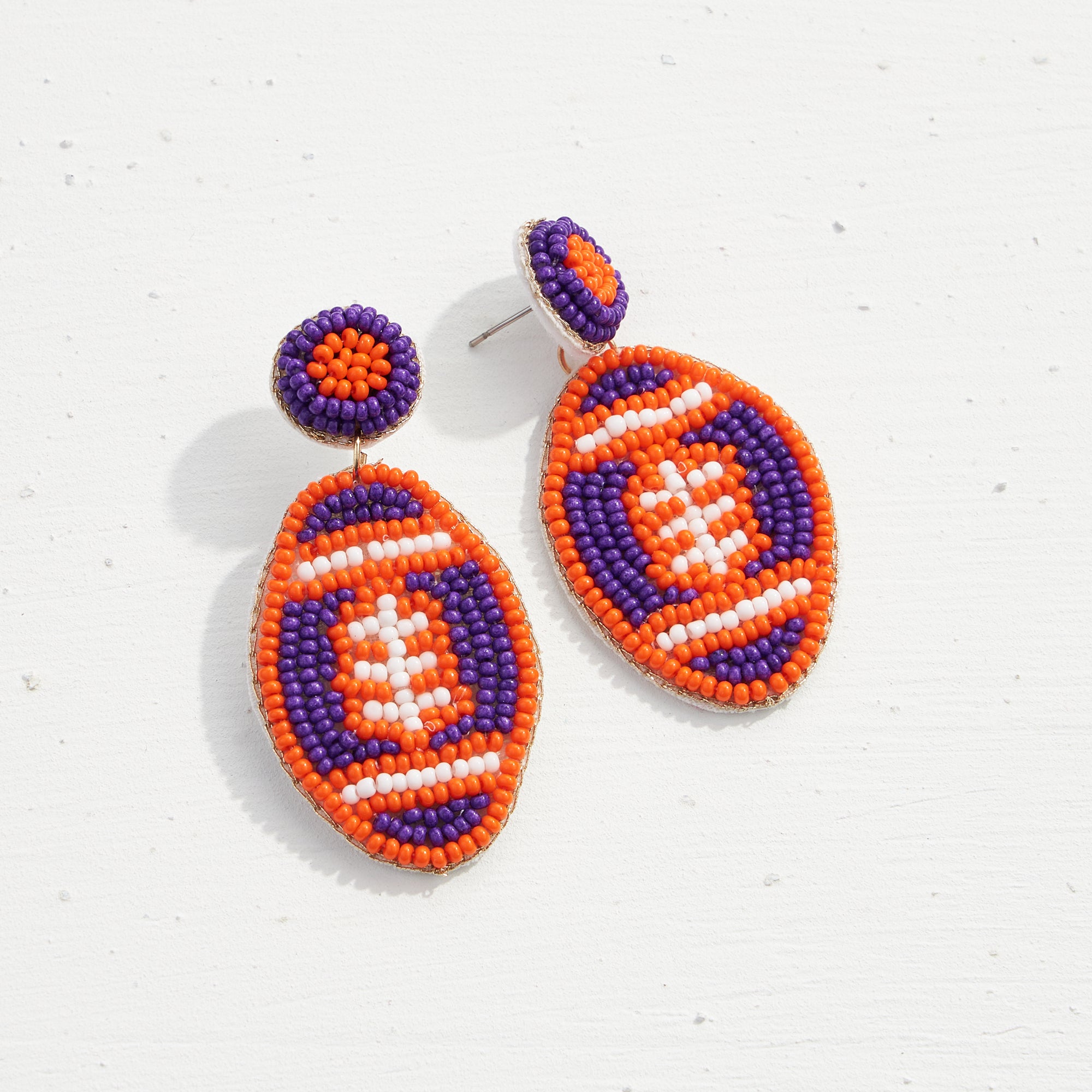 College Football Seed Bead Earrings