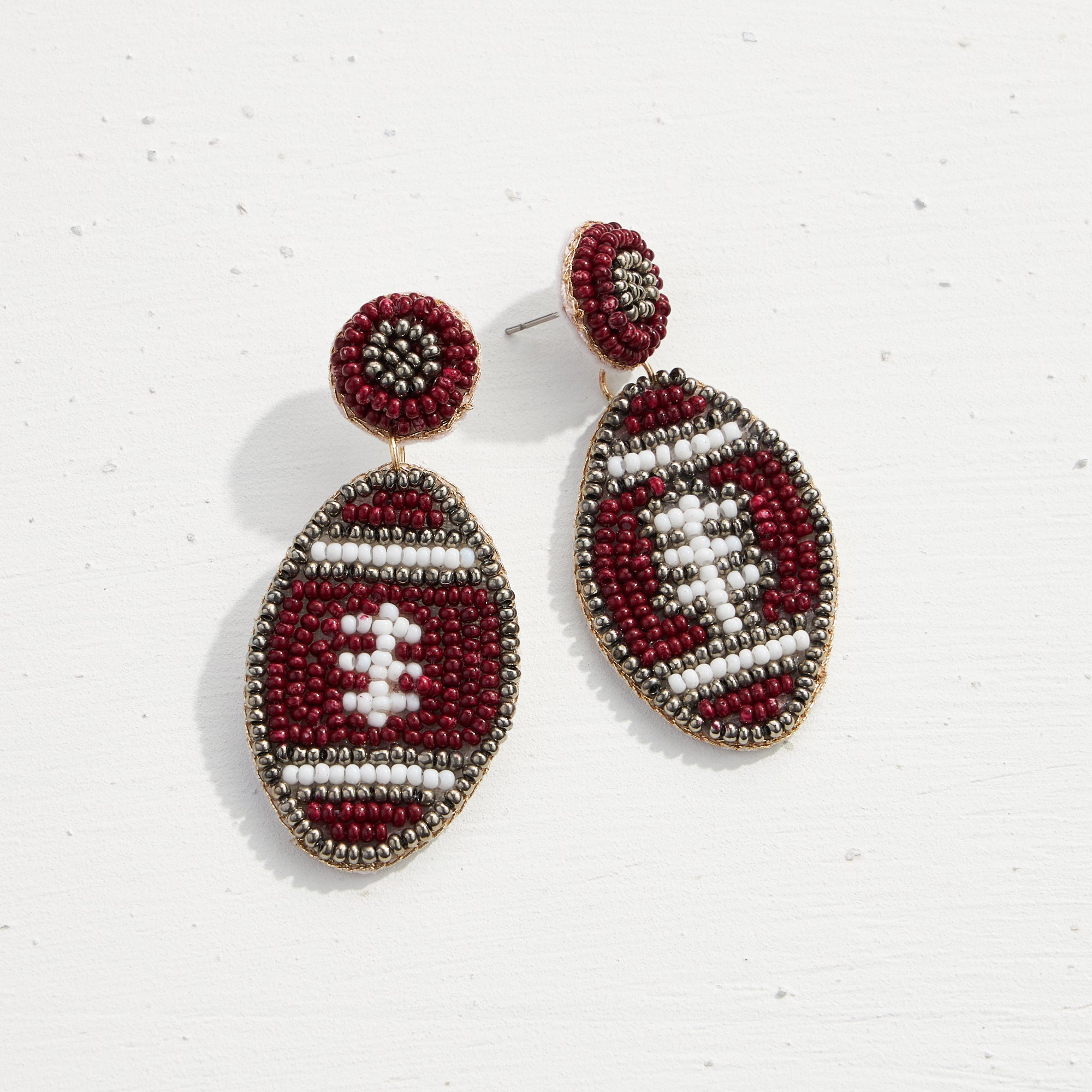 College Football Seed Bead Earrings