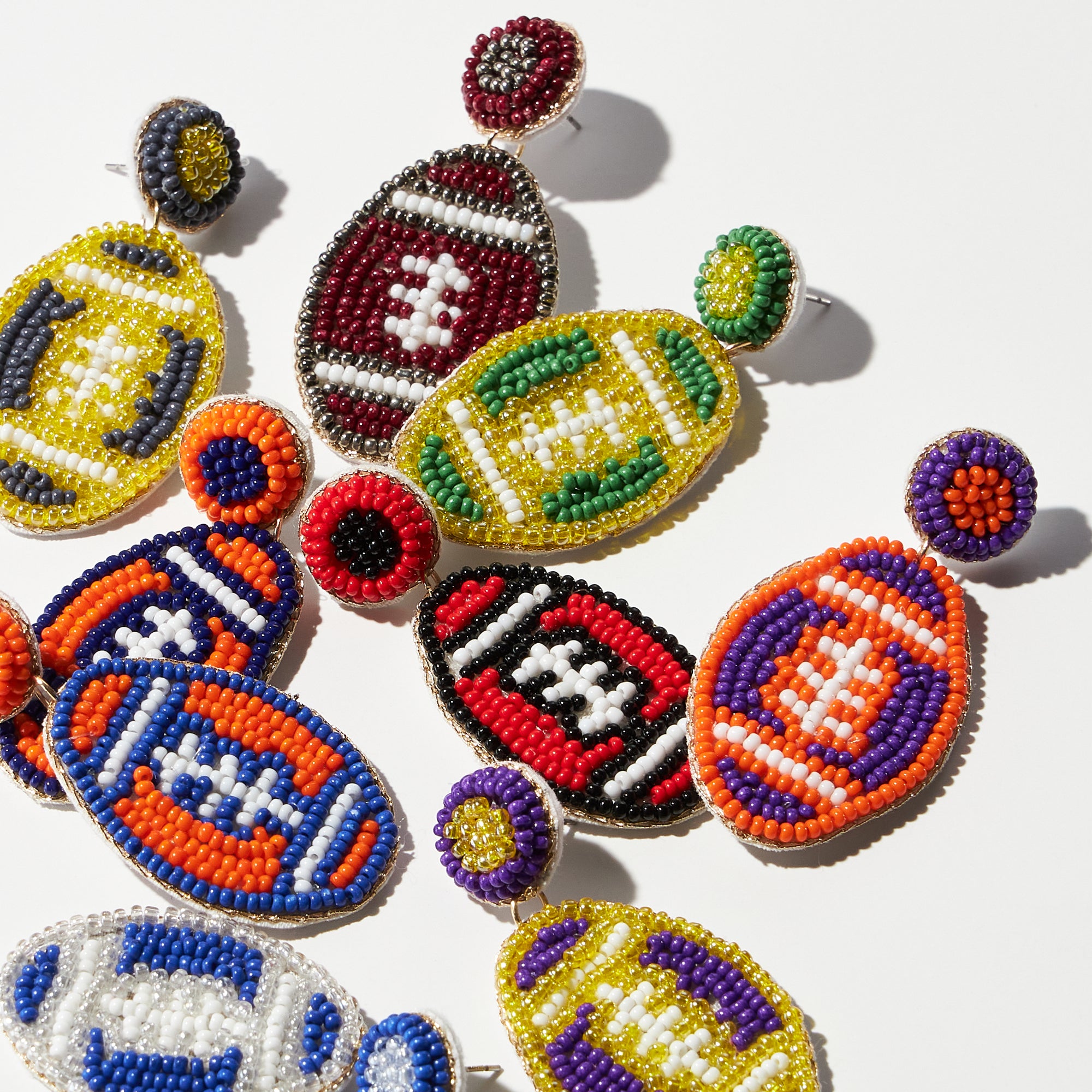 College Football Seed Bead Earrings