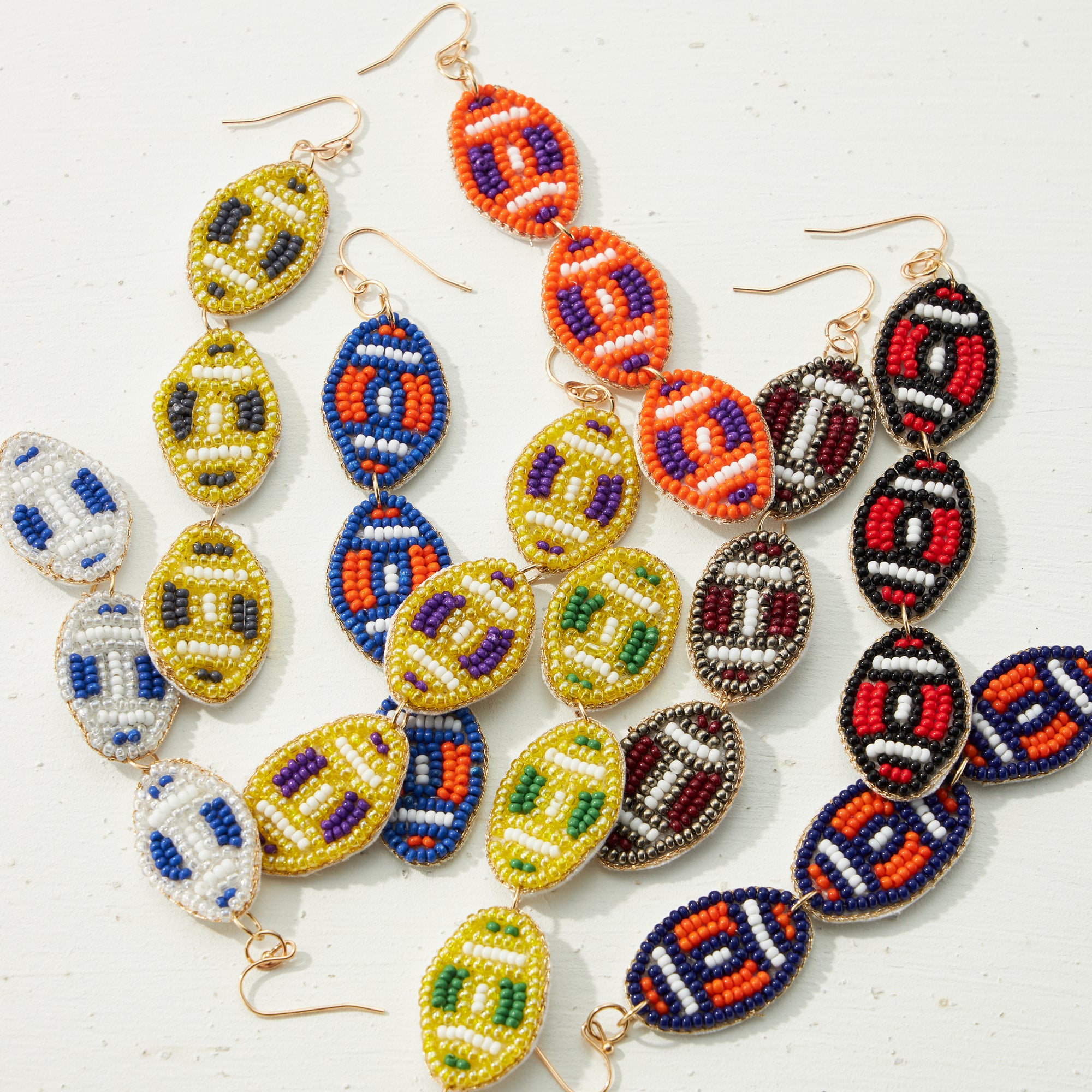 College Football Seed Bead Drop Earrings