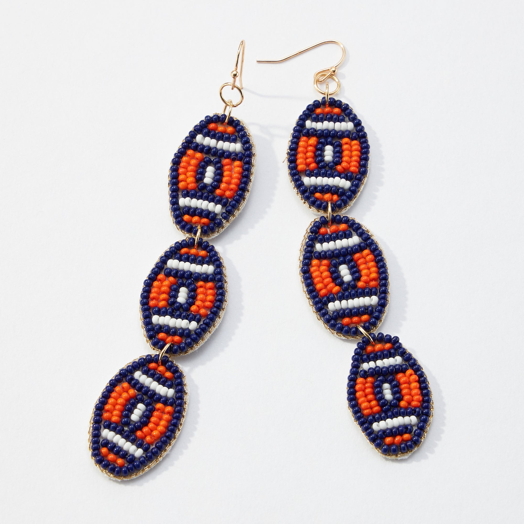 College Football Seed Bead Drop Earrings
