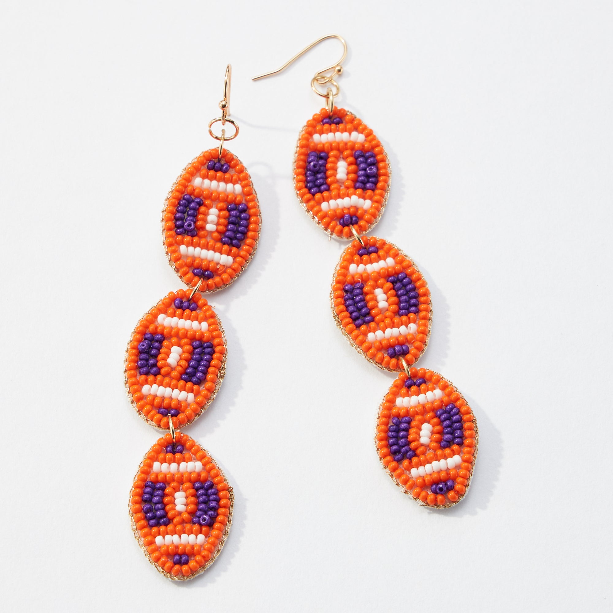 College Football Seed Bead Drop Earrings