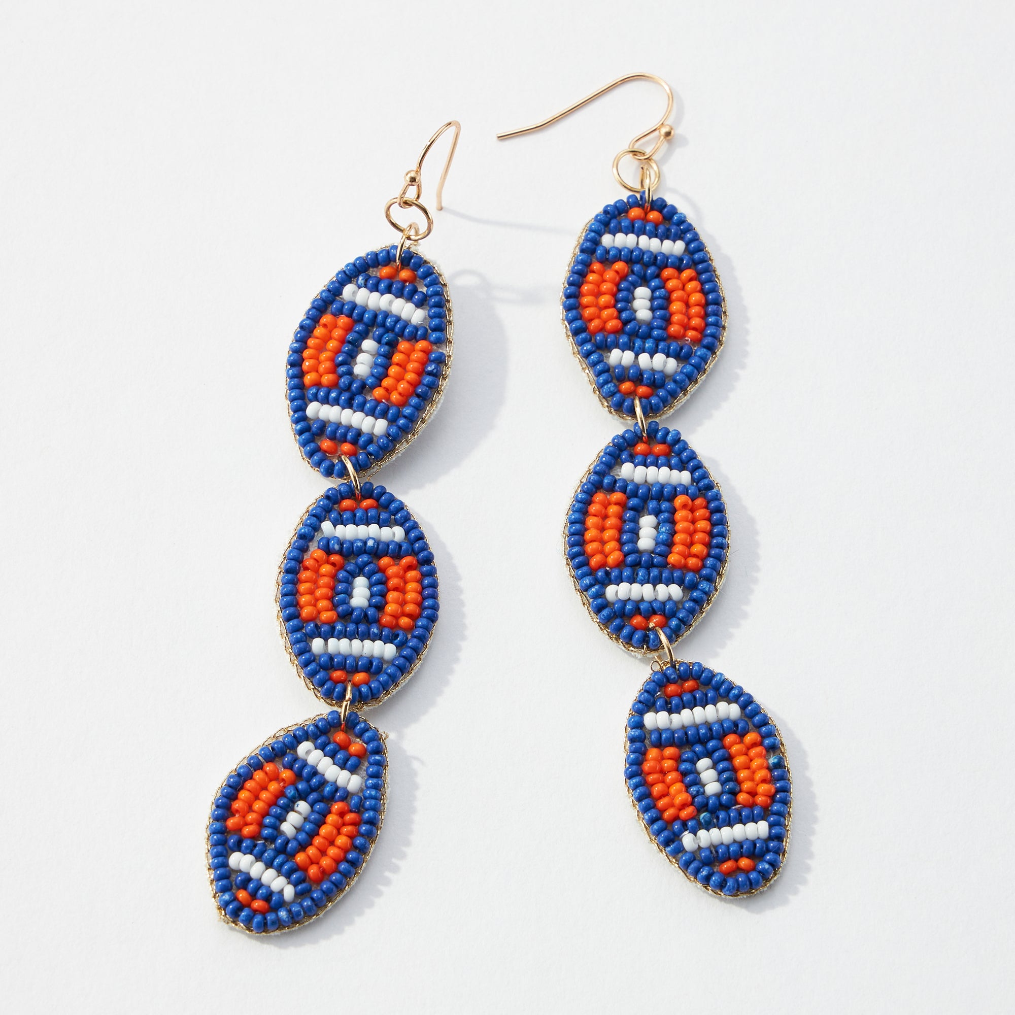College Football Seed Bead Drop Earrings