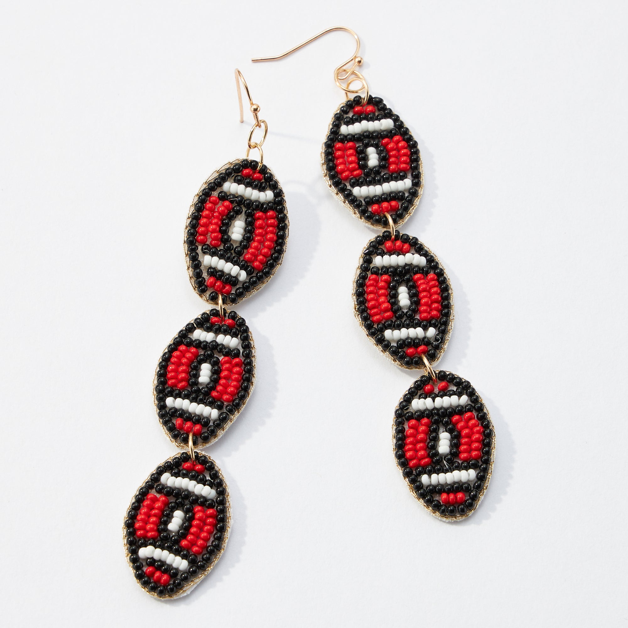 College Football Seed Bead Drop Earrings