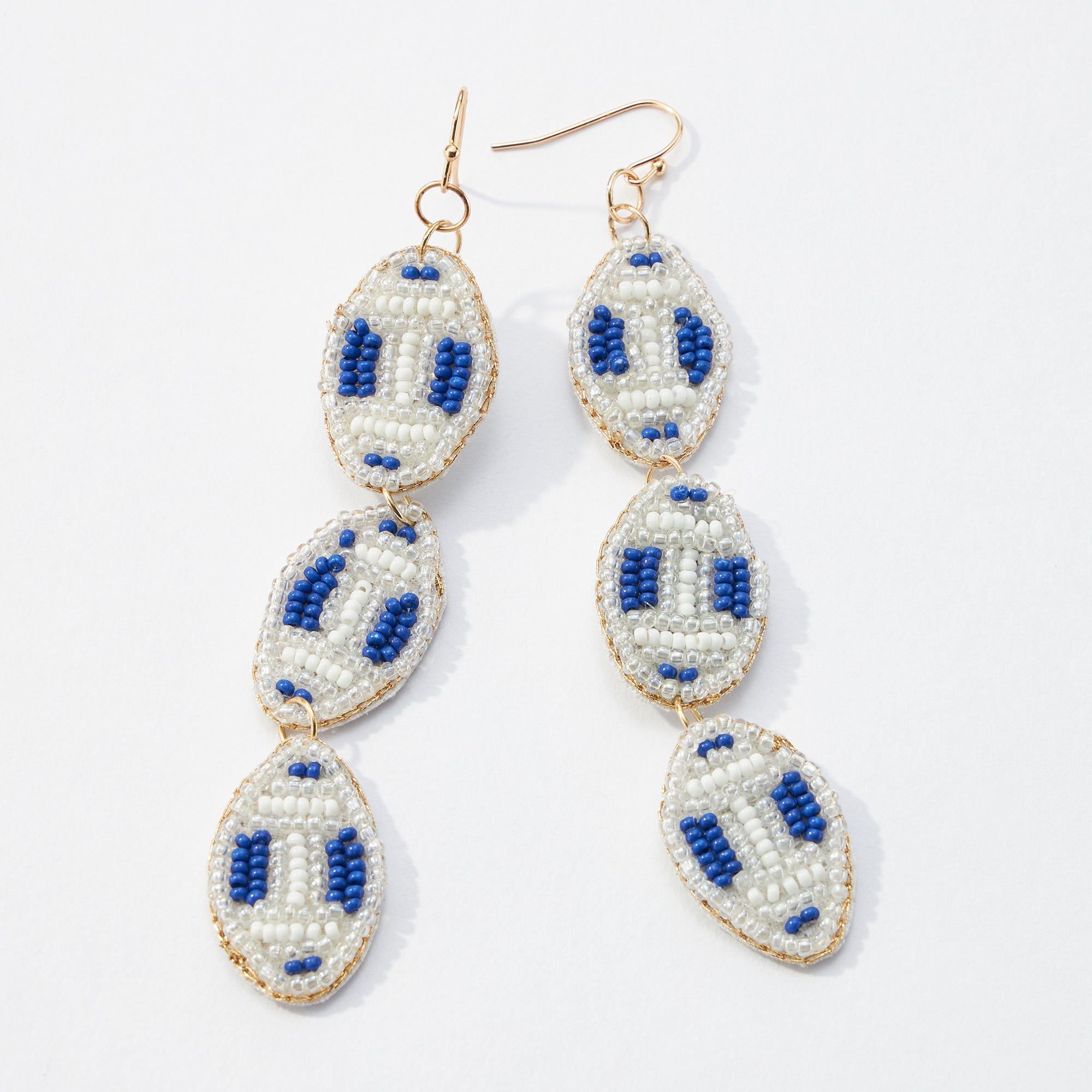 College Football Seed Bead Drop Earrings