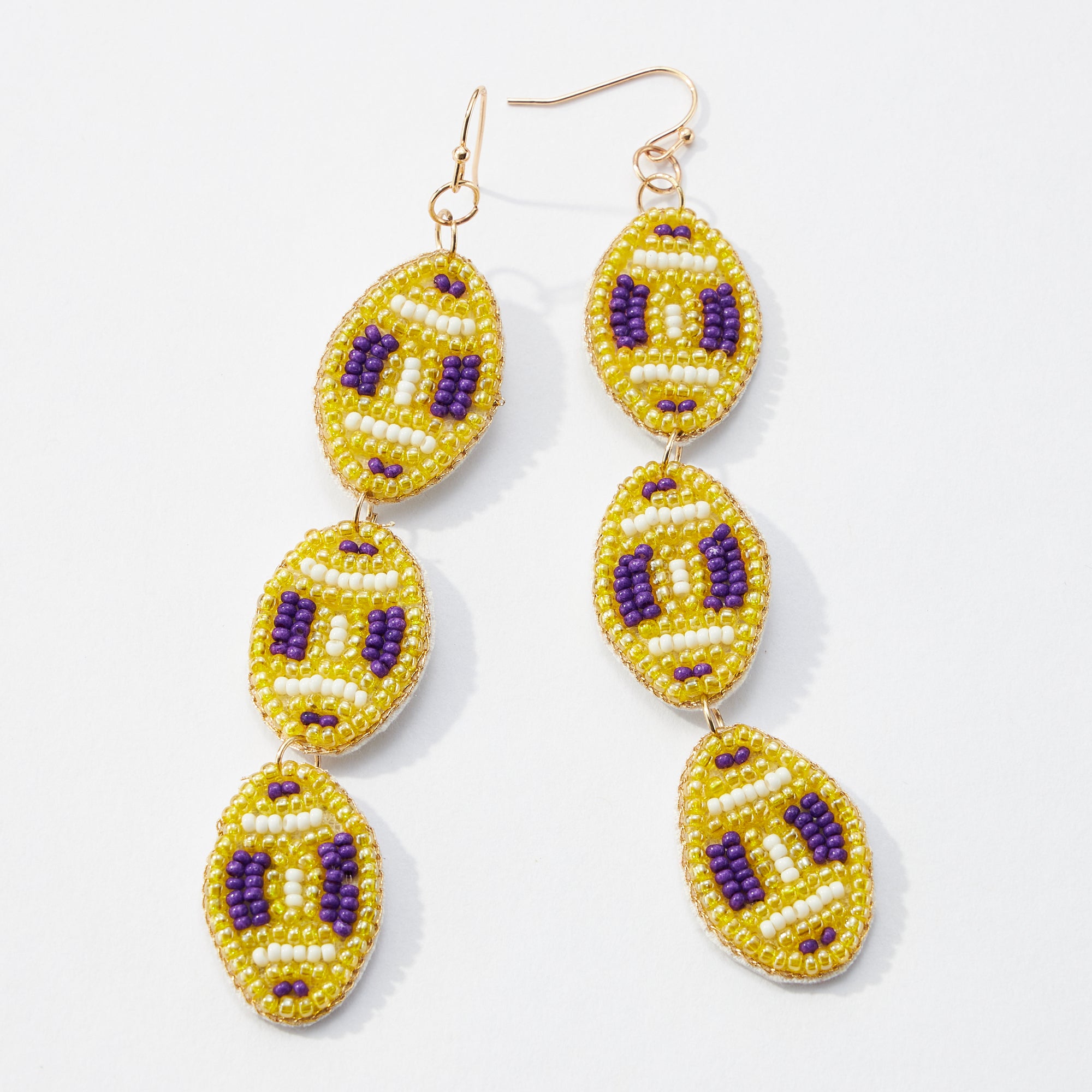 College Football Seed Bead Drop Earrings