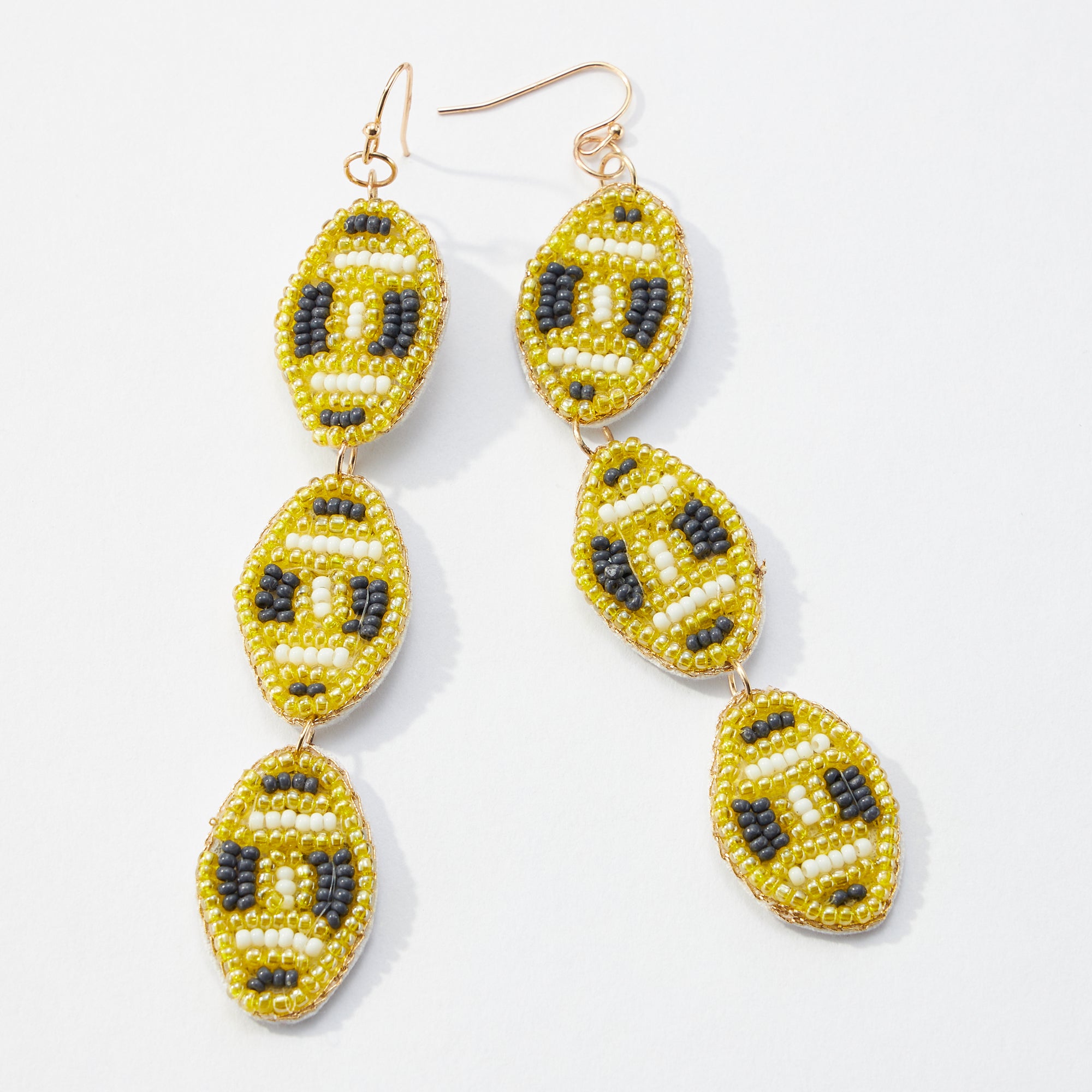 College Football Seed Bead Drop Earrings
