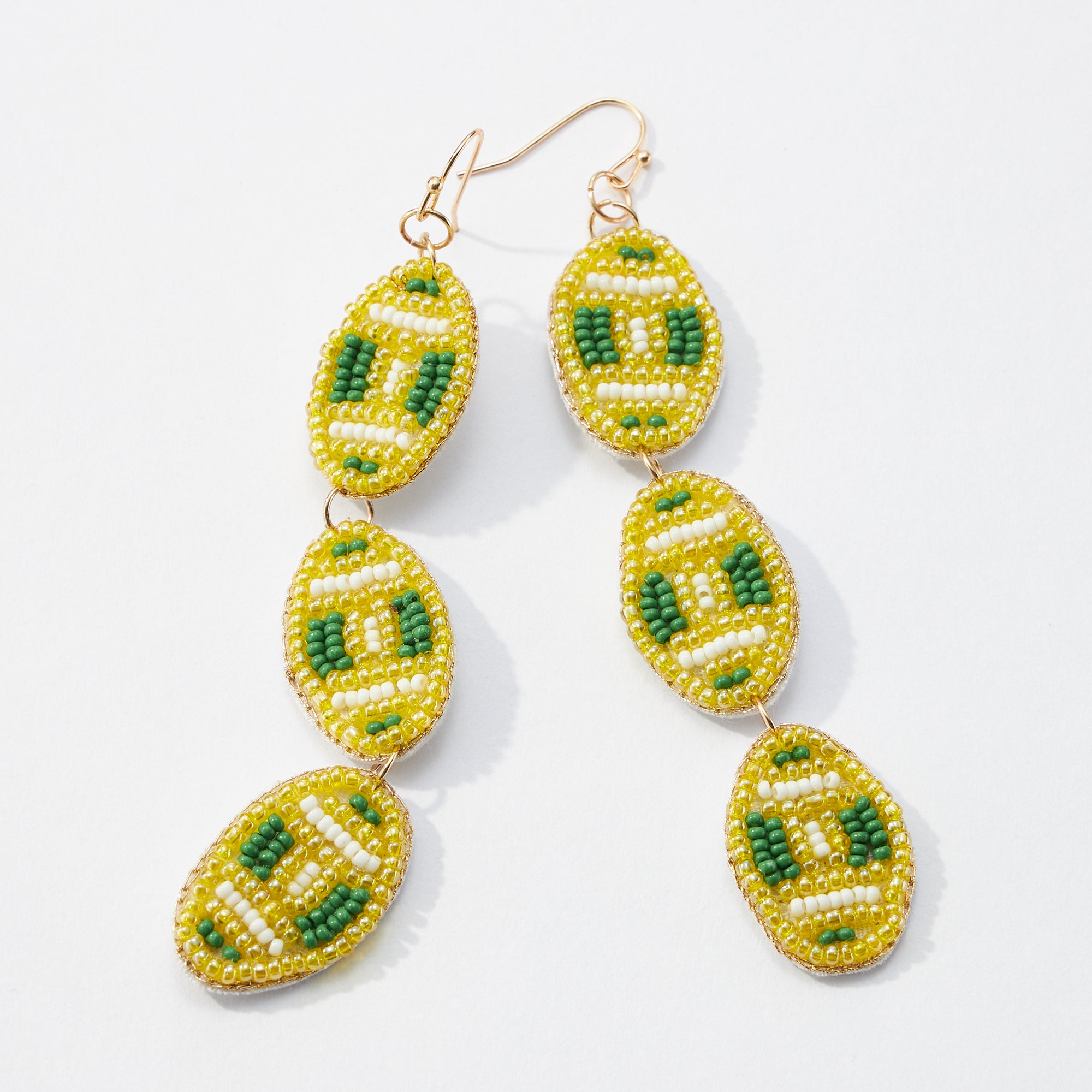 College Football Seed Bead Drop Earrings