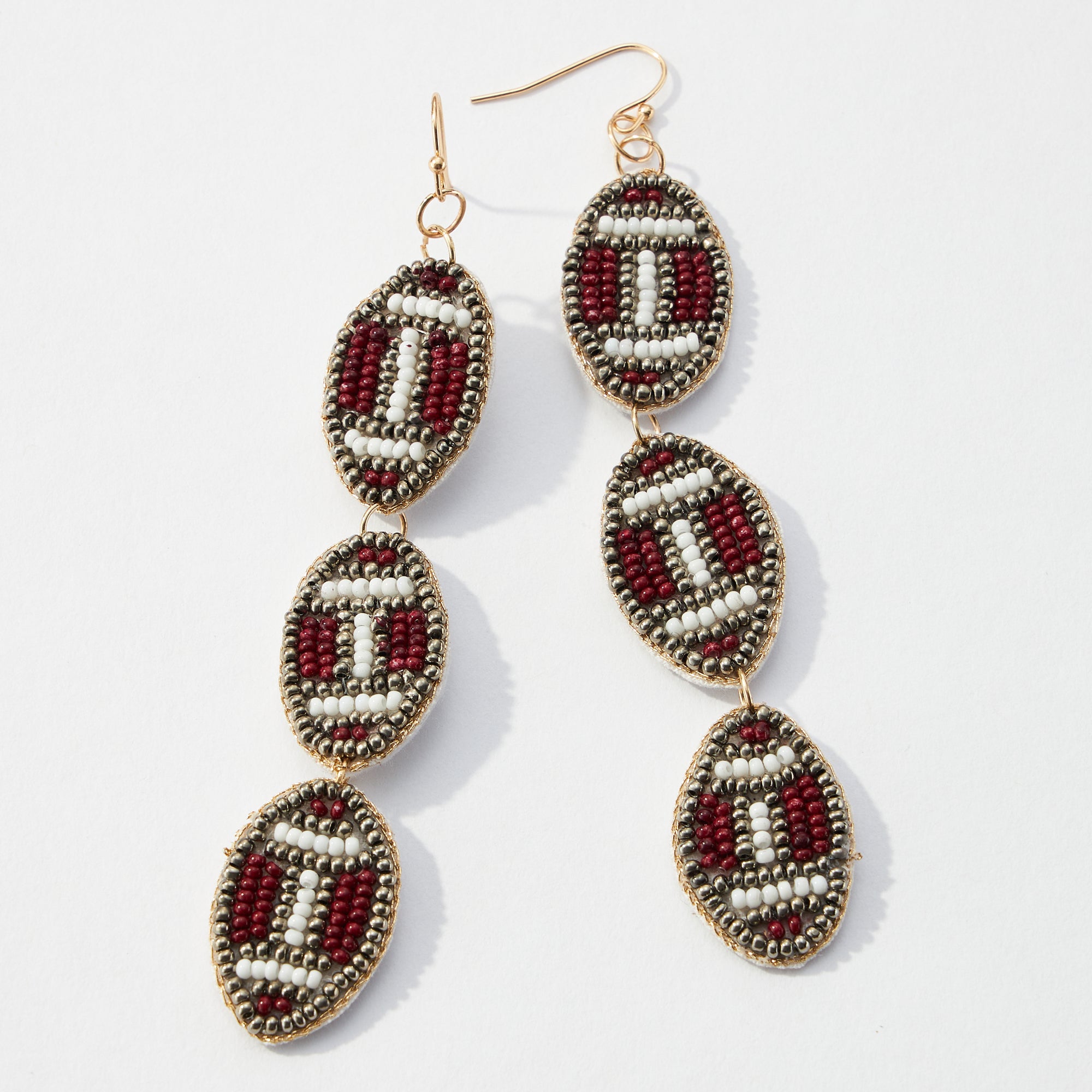 College Football Seed Bead Drop Earrings