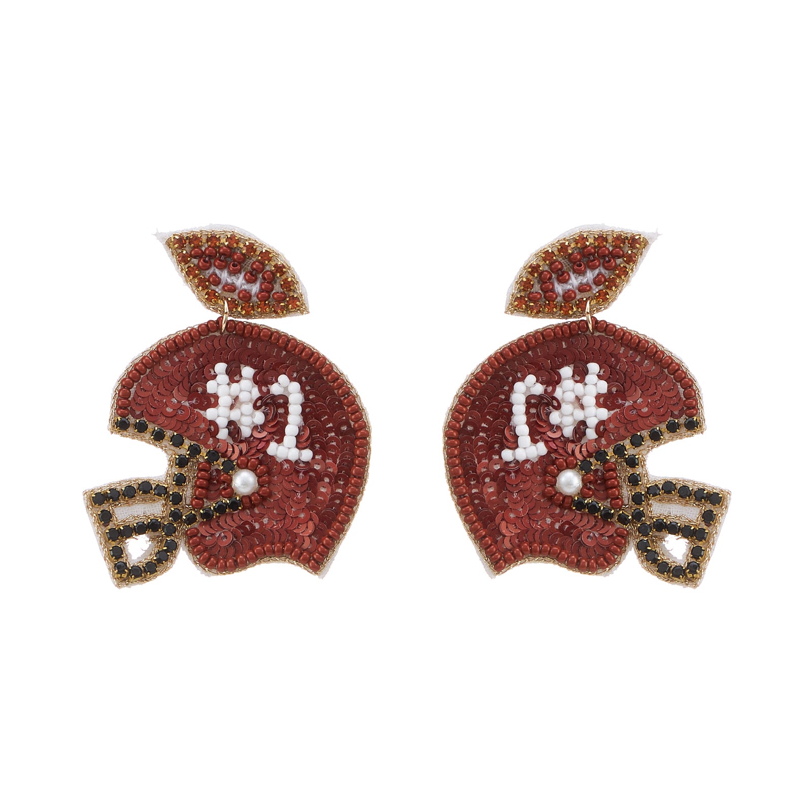 Football Helmet Seed Bead Earrings
