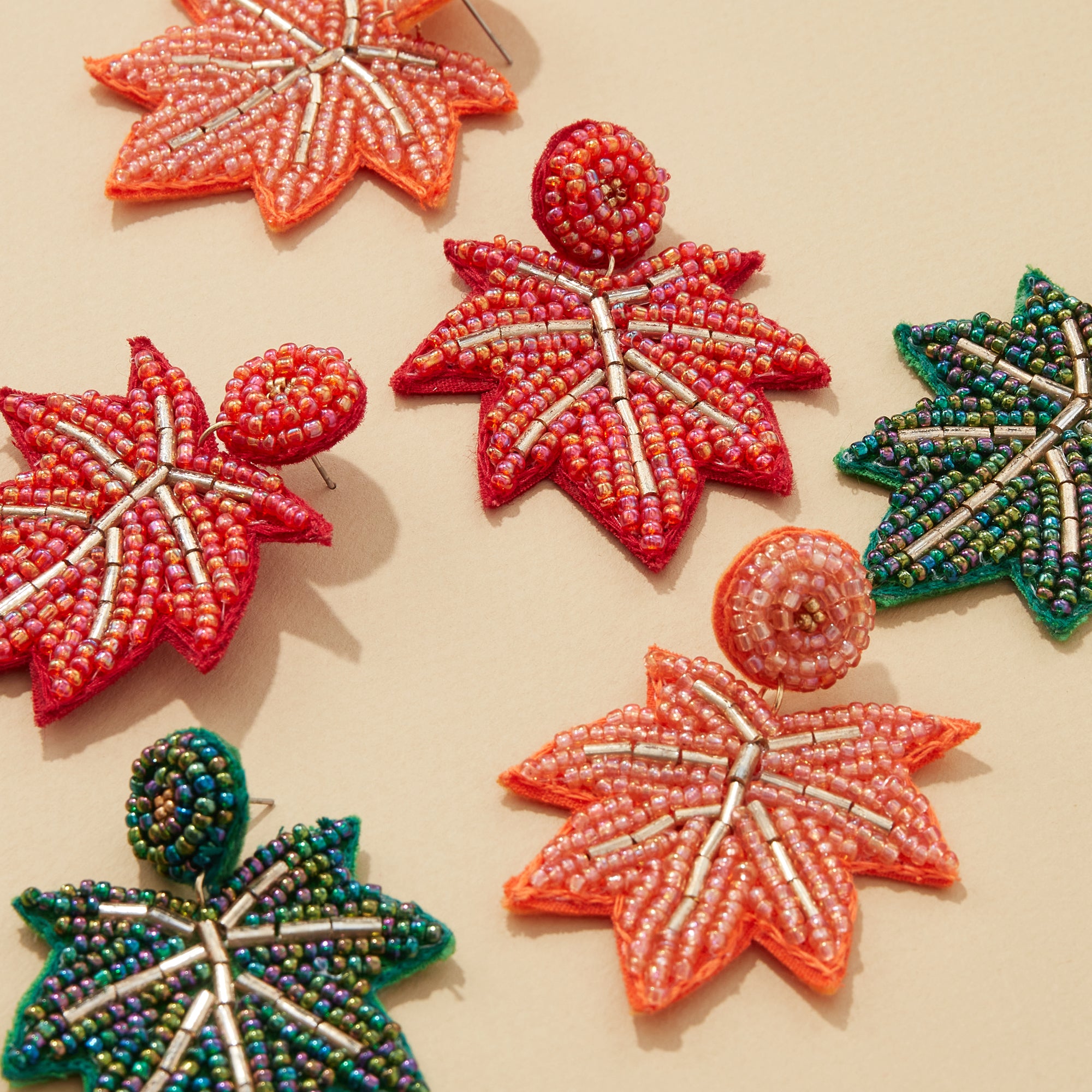 Autumn Leaf Seed Bead Earrings