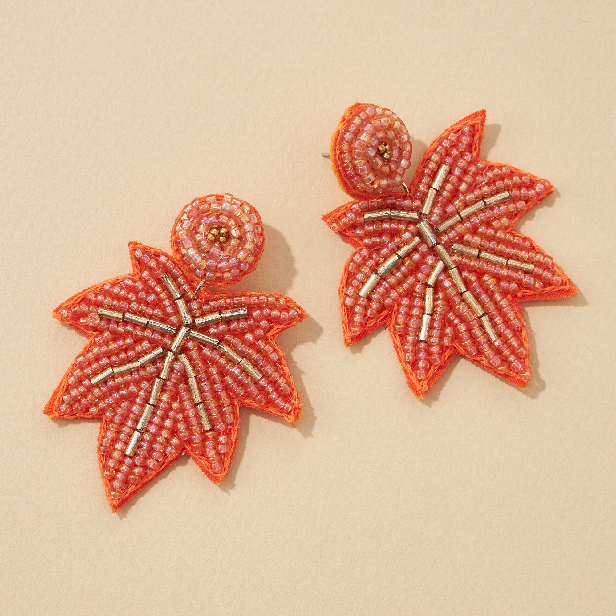 Autumn Leaf Seed Bead Earrings