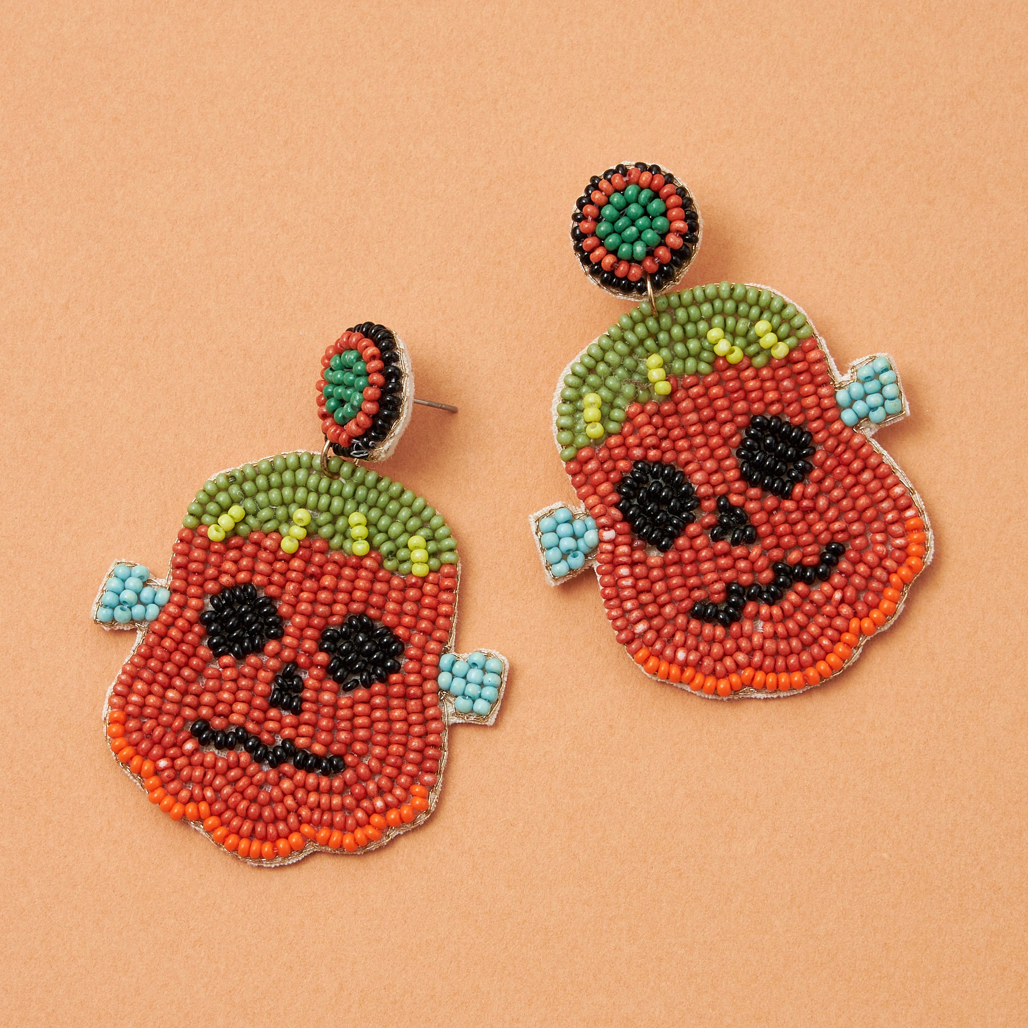 Dr. Pumpkin Franken Seed Bead Earrings