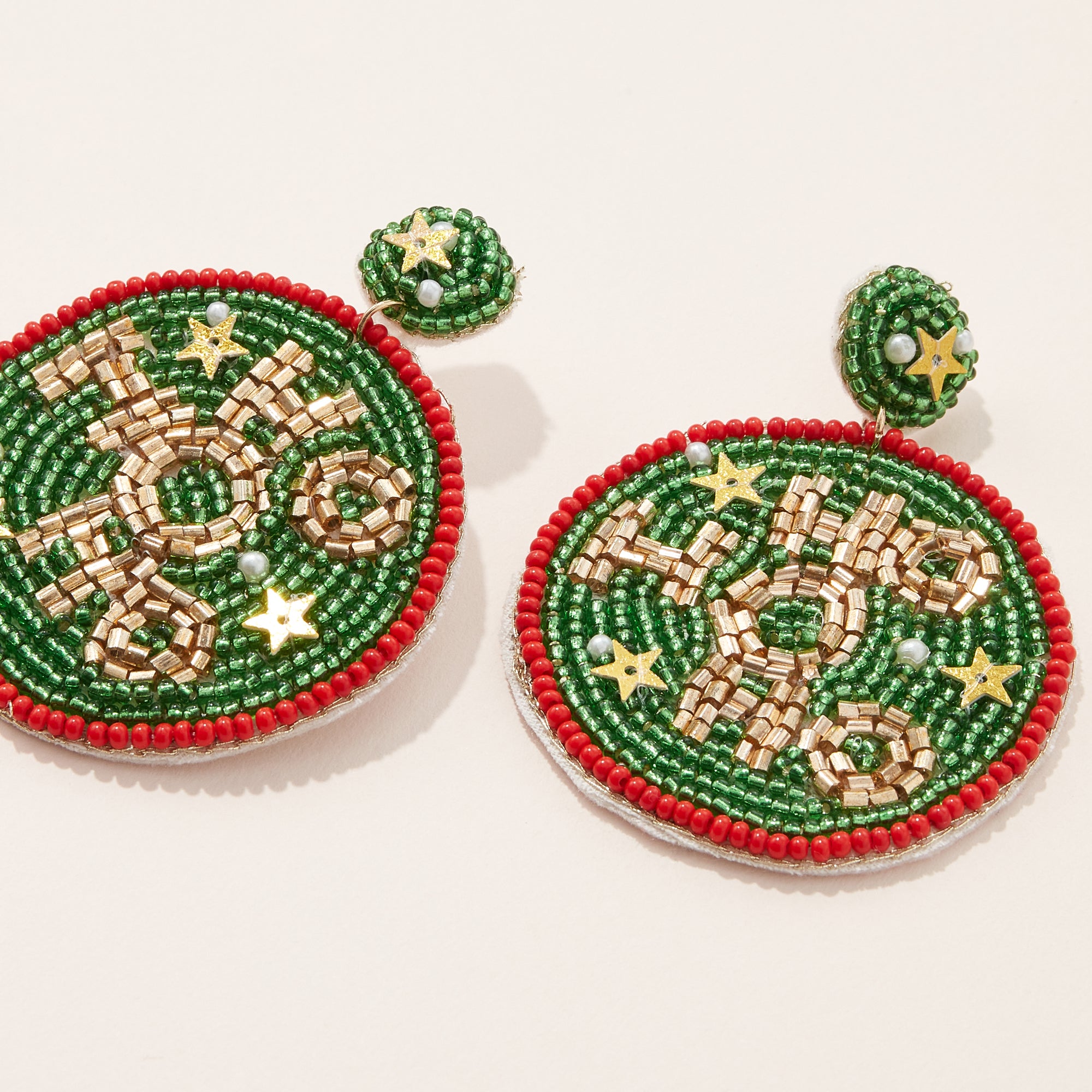 HO HO HO Seed Bead Round Earrings - Frem