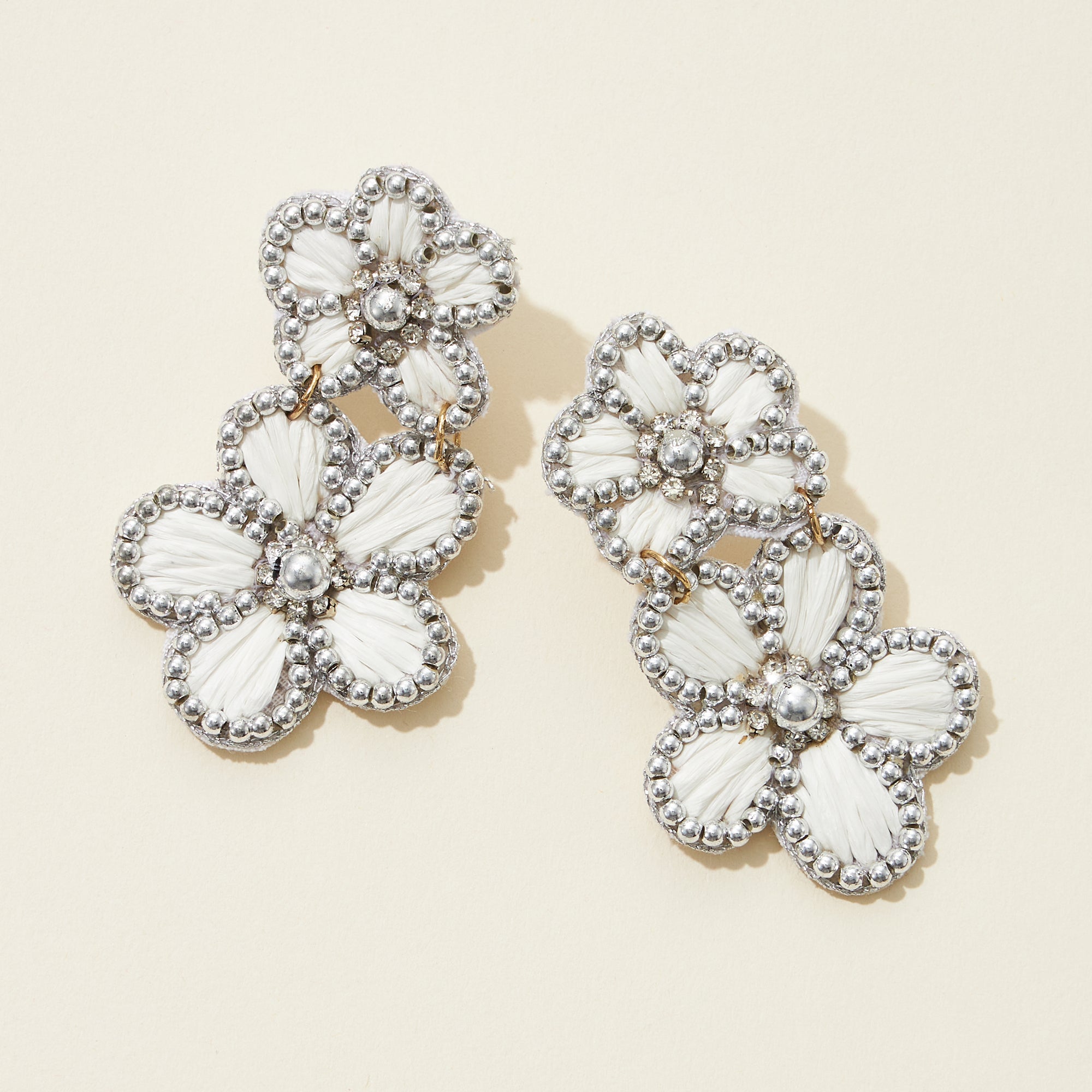 Bridal Flower Seed Bead Drop Earrings
