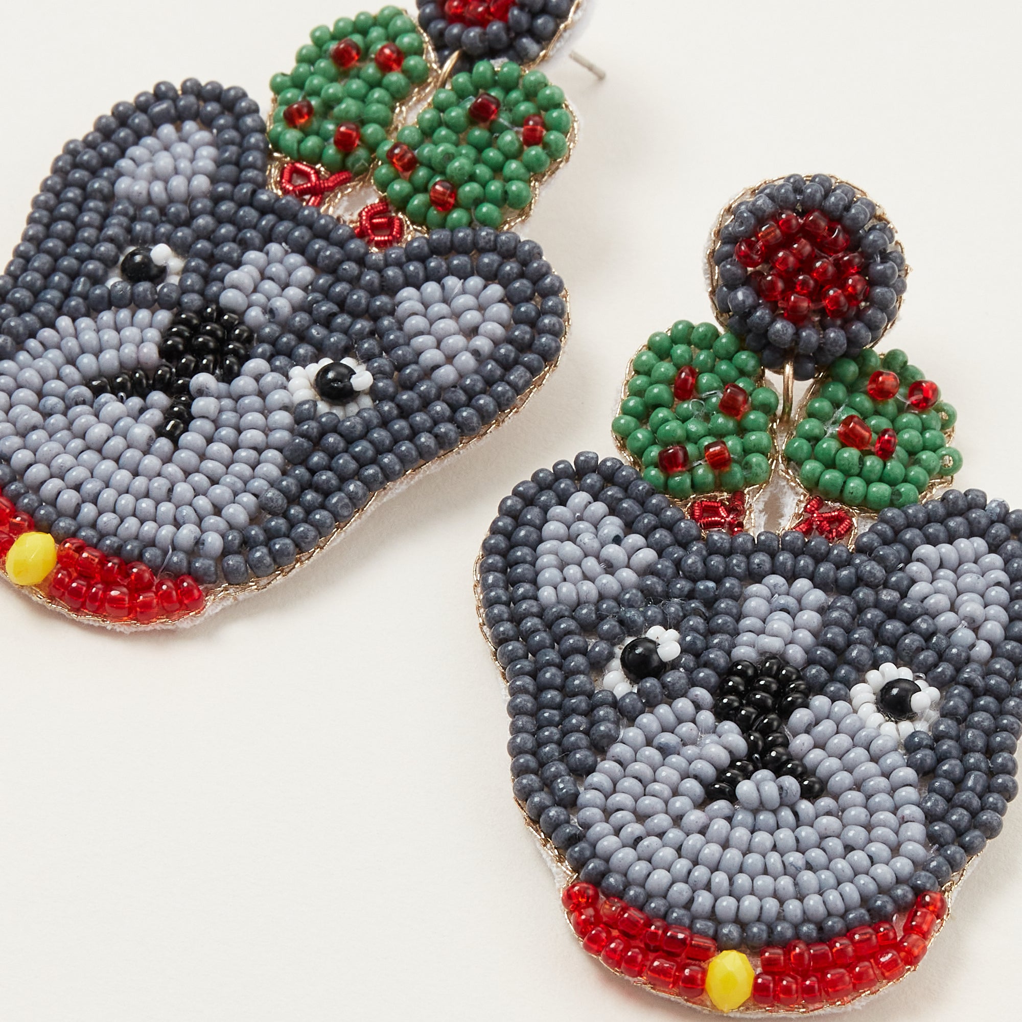 Beaded Holiday French Bulldog Earrings