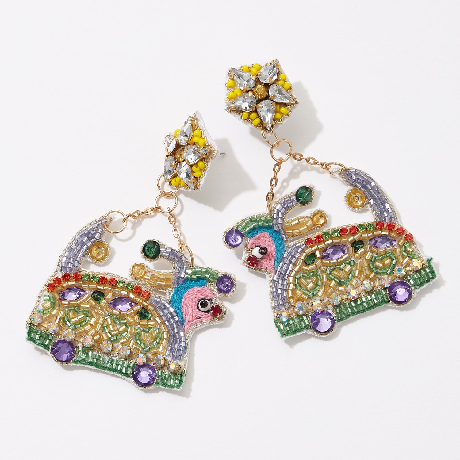 Mardi Gras Float Post Earrings
