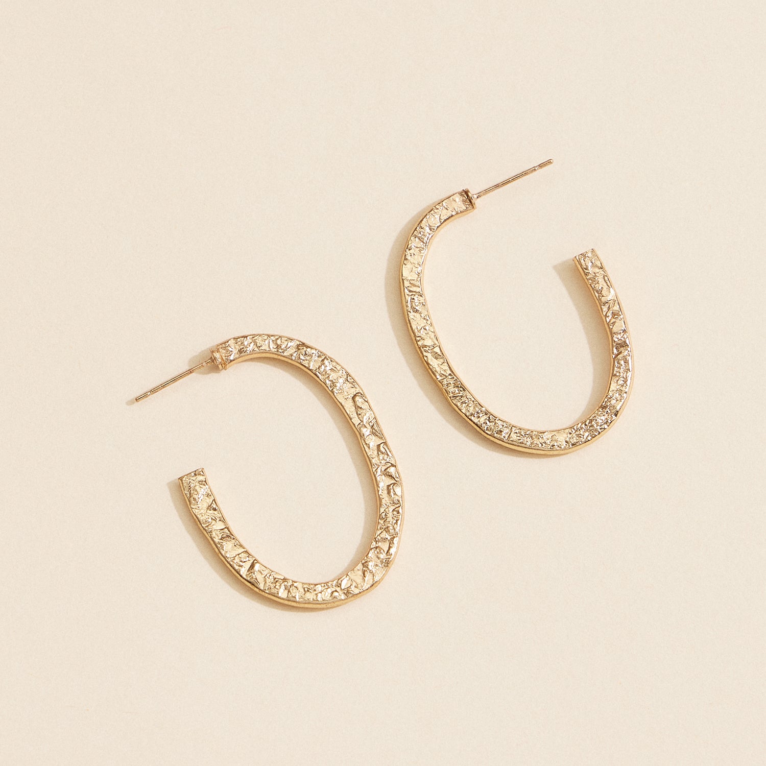 Handcrafted Textured Brass Hoops – Minimalist Everyday Open Earrings