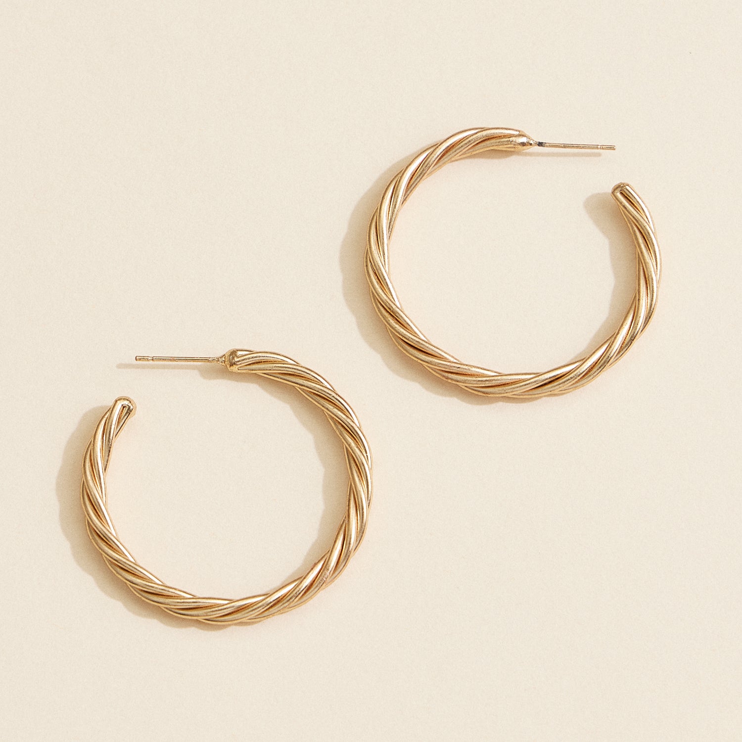Textured Rope Hoop Earrings – Twisted Gold and Silver-Tone Design