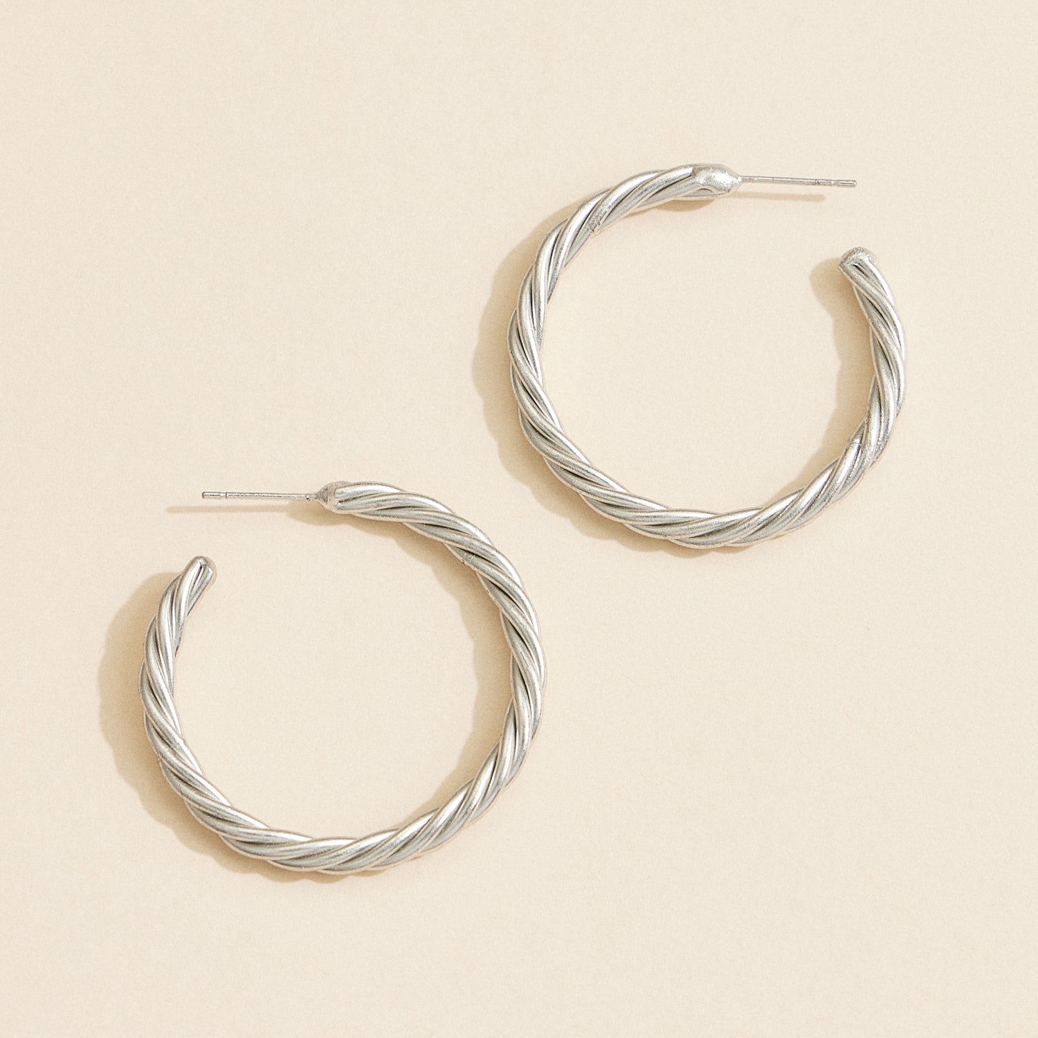 Textured Rope Hoop Earrings – Twisted Gold and Silver-Tone Design