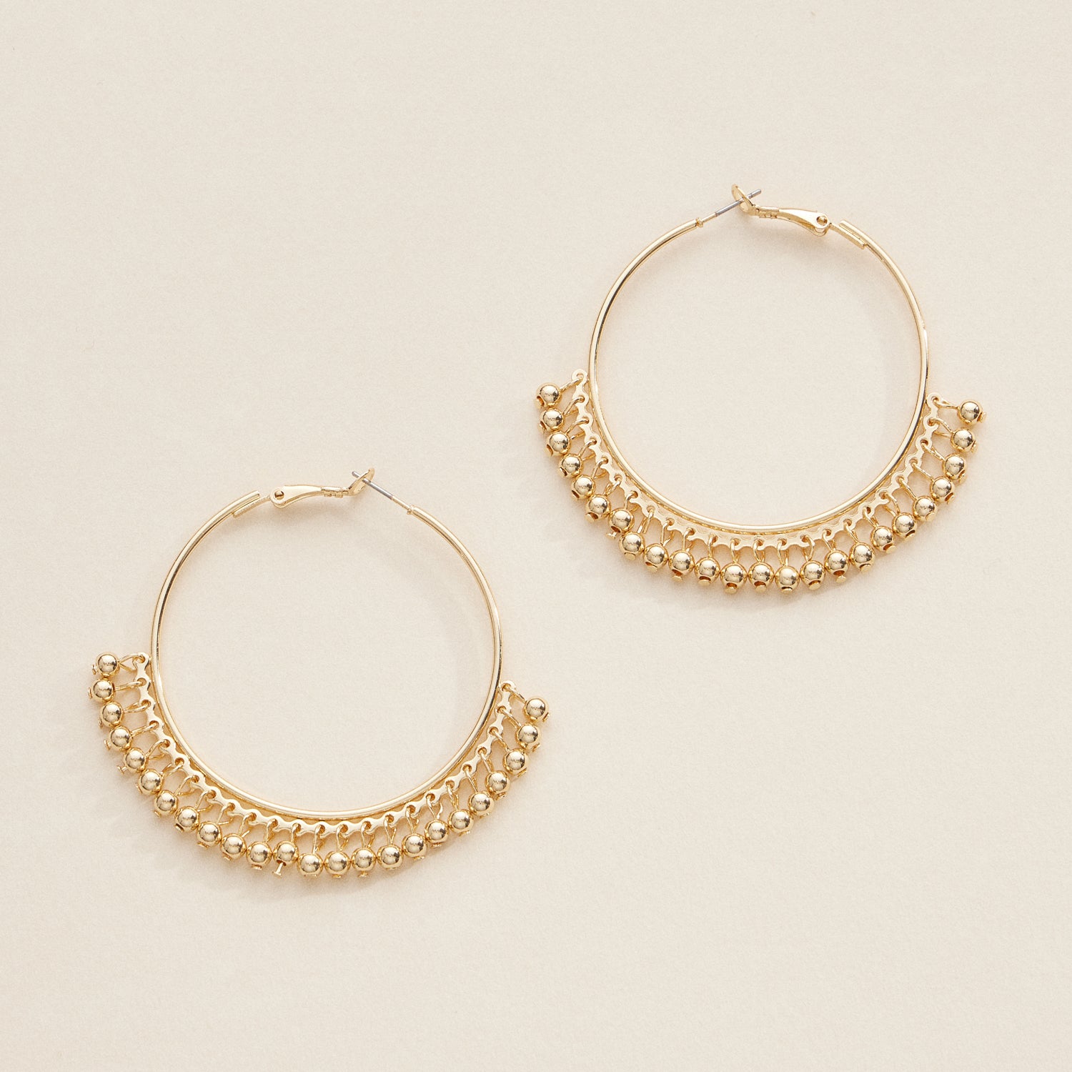 Silver and Gold Plated Hoop Earrings with Beaded Detailing