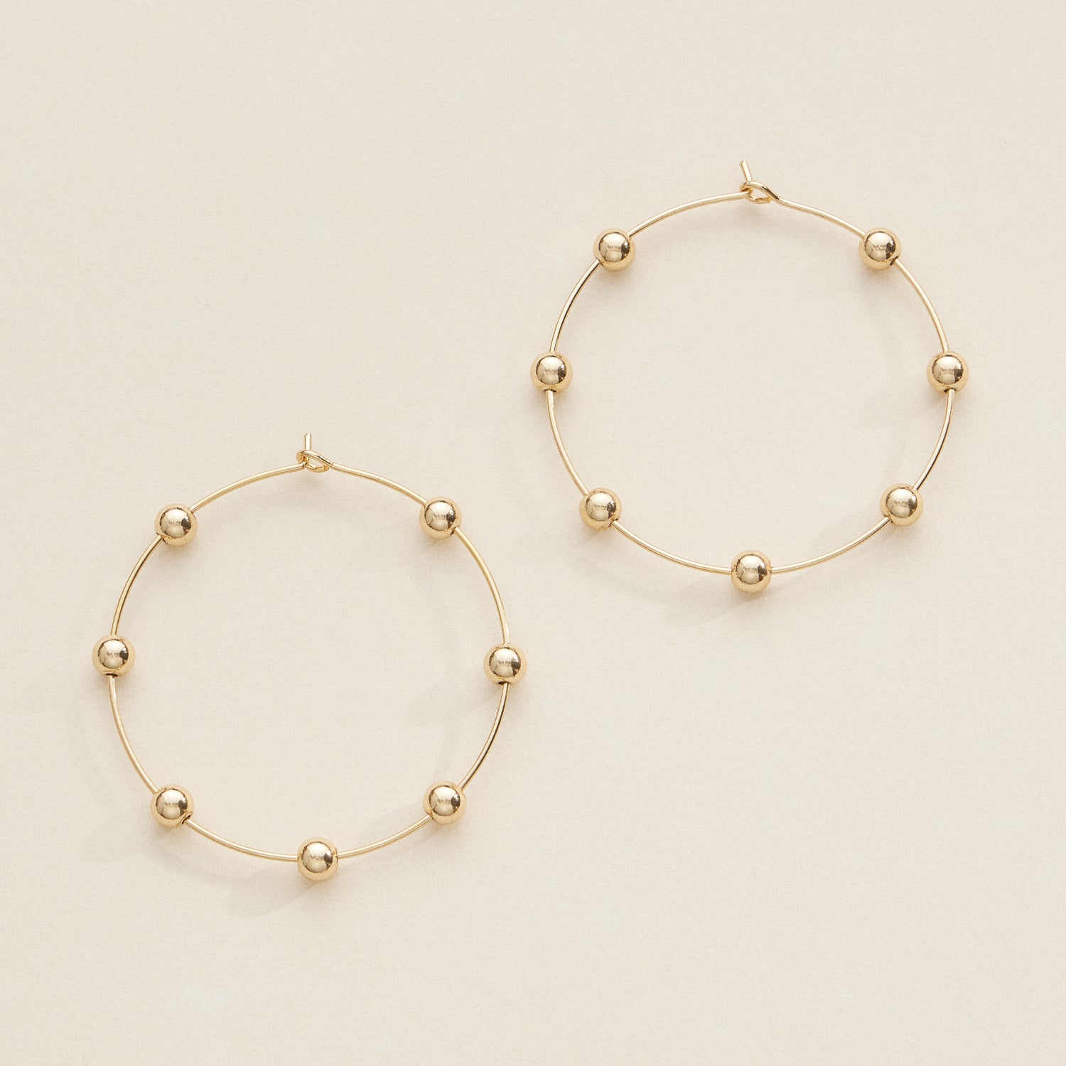 Minimalist Beaded Hoop Earrings in Silver and Gold - Lightweight Modern Jewelry