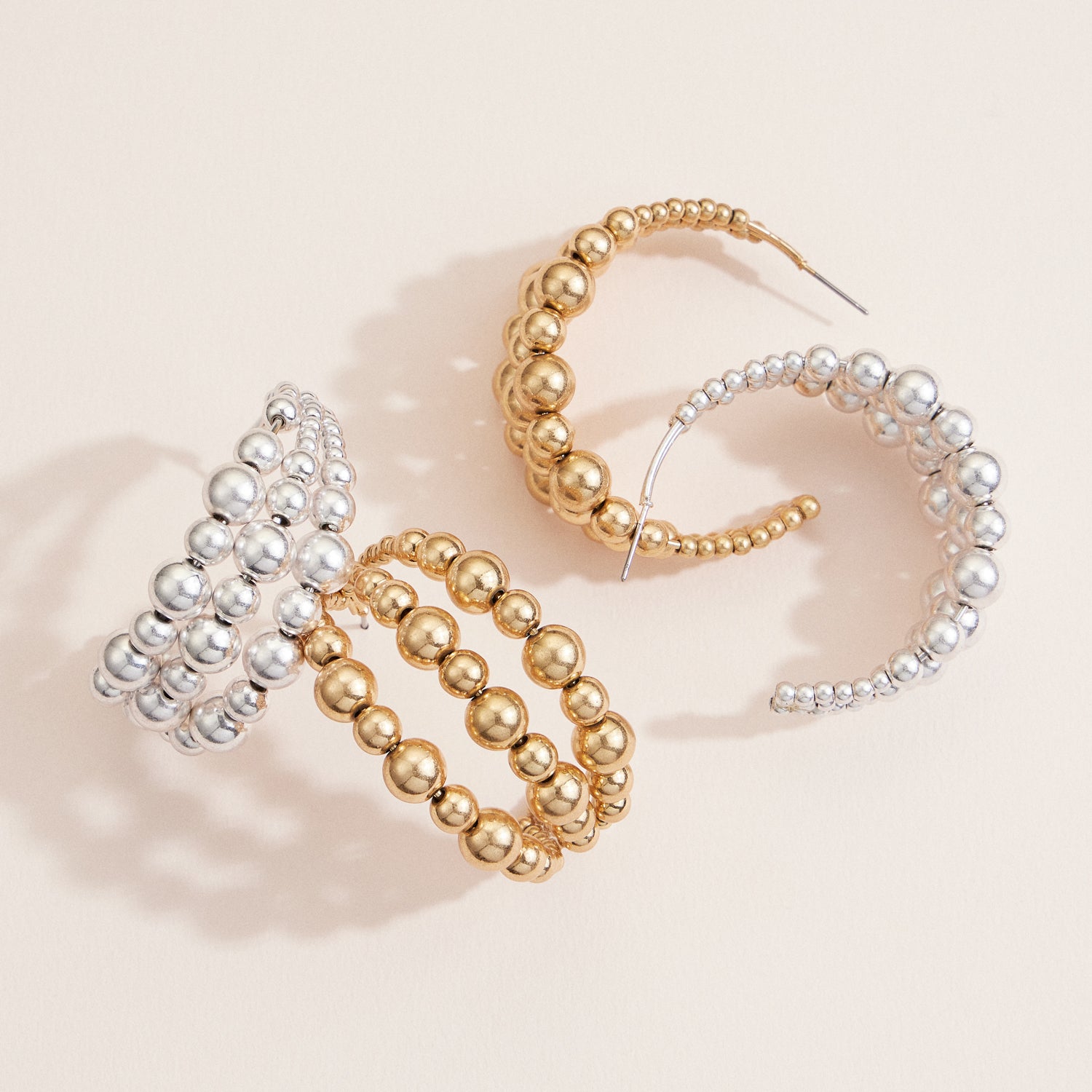 Copper-Coated Beaded Hoop Earrings – Bold & Elegant Statement Jewelry