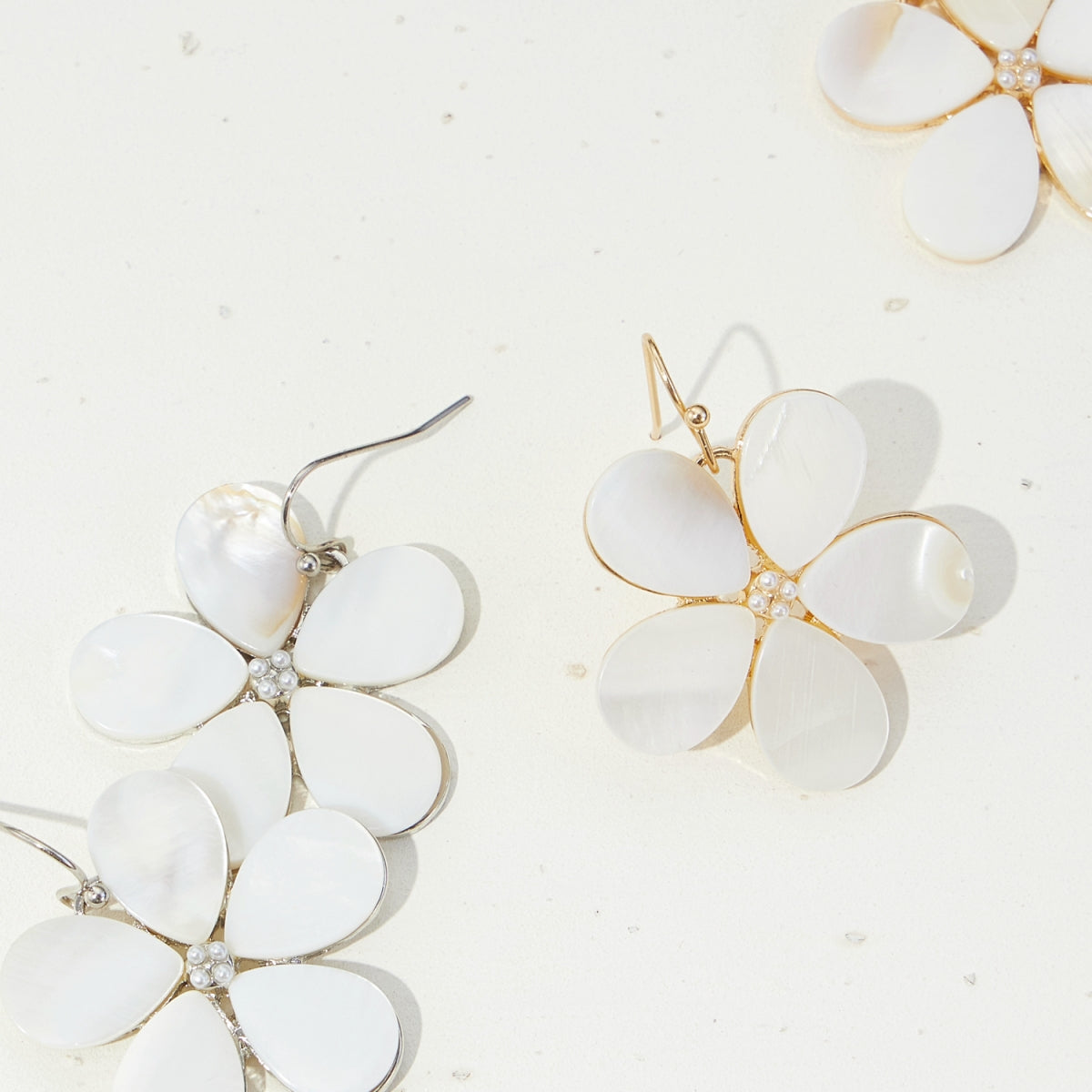 Floral Pearl Shell Dangle Earrings