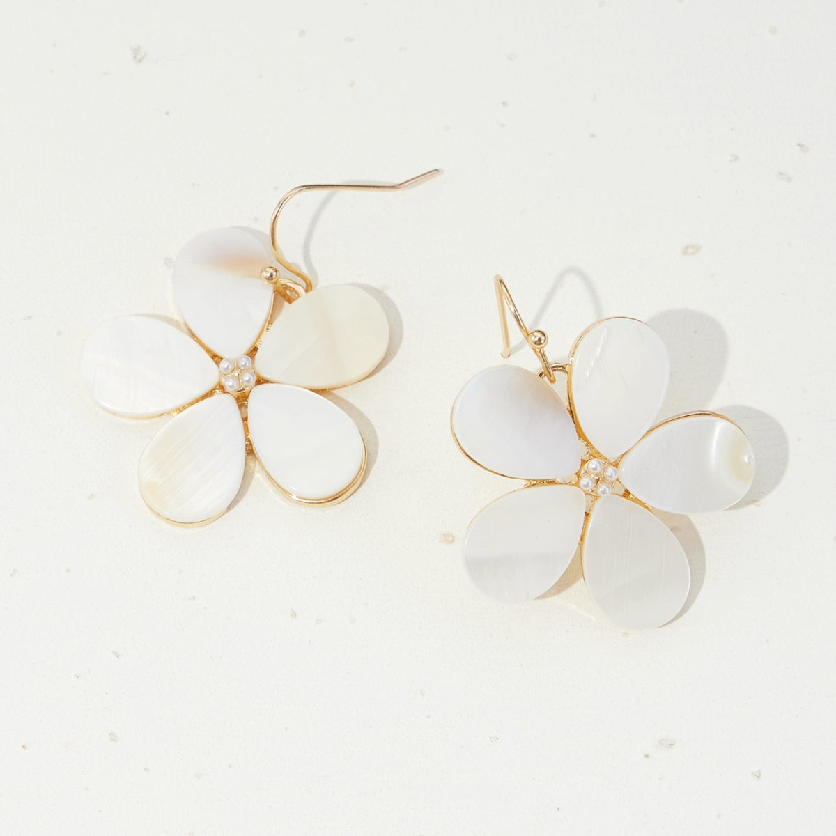 Floral Pearl Shell Dangle Earrings