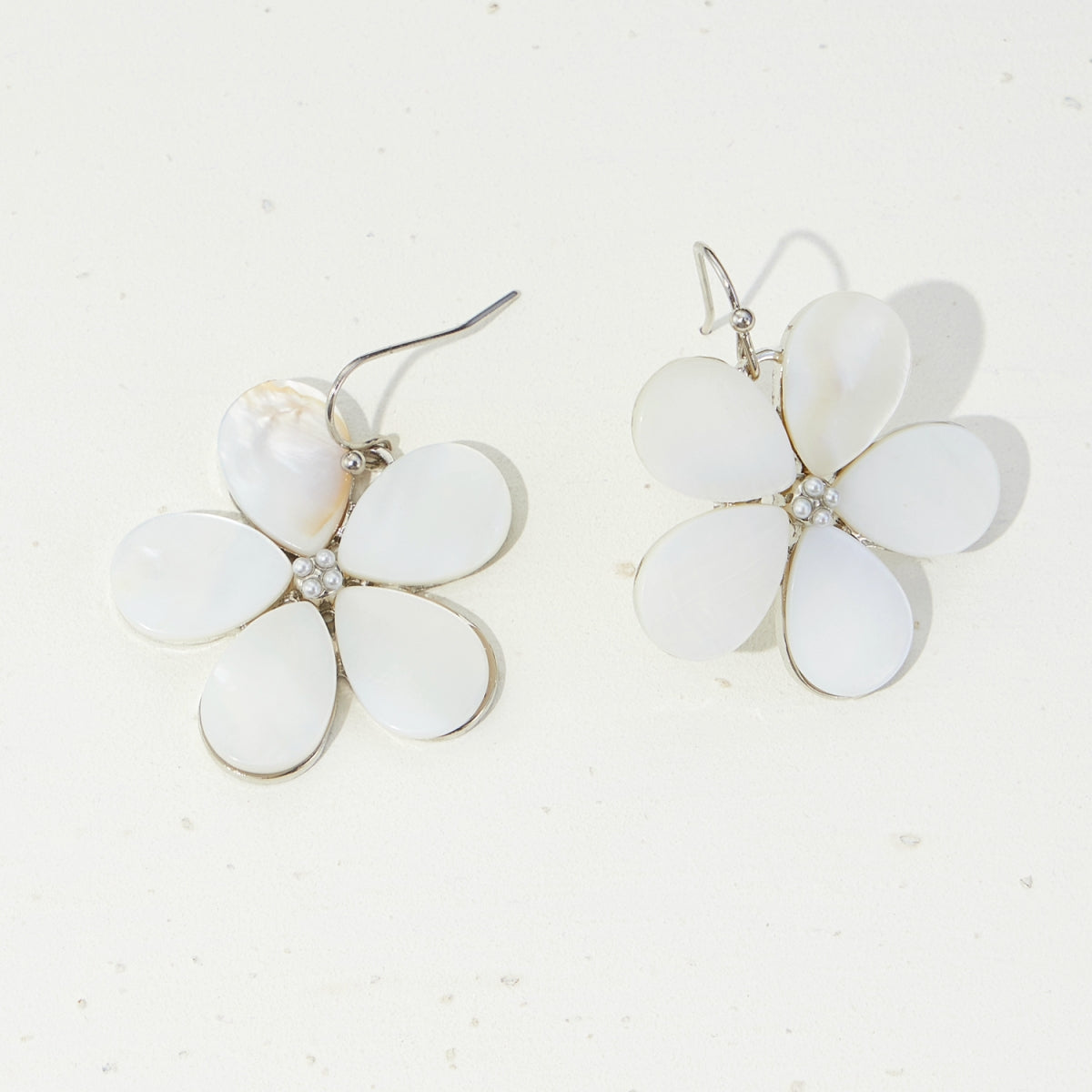 Floral Pearl Shell Dangle Earrings
