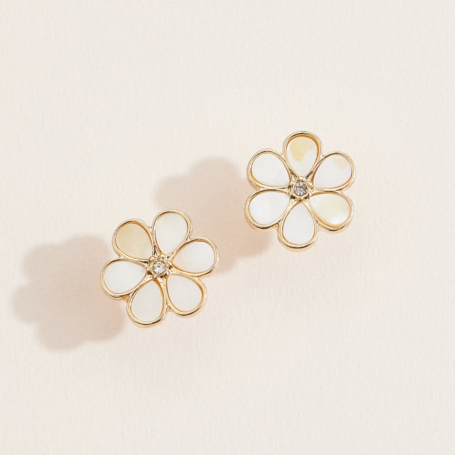 Daisy Stud Earrings with Mother of Pearl Inlay