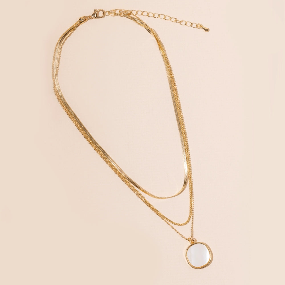 Layered Necklace | Round Charm