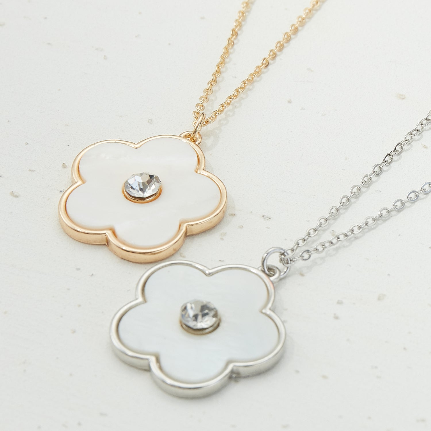Layered Necklace with Floral Charm
