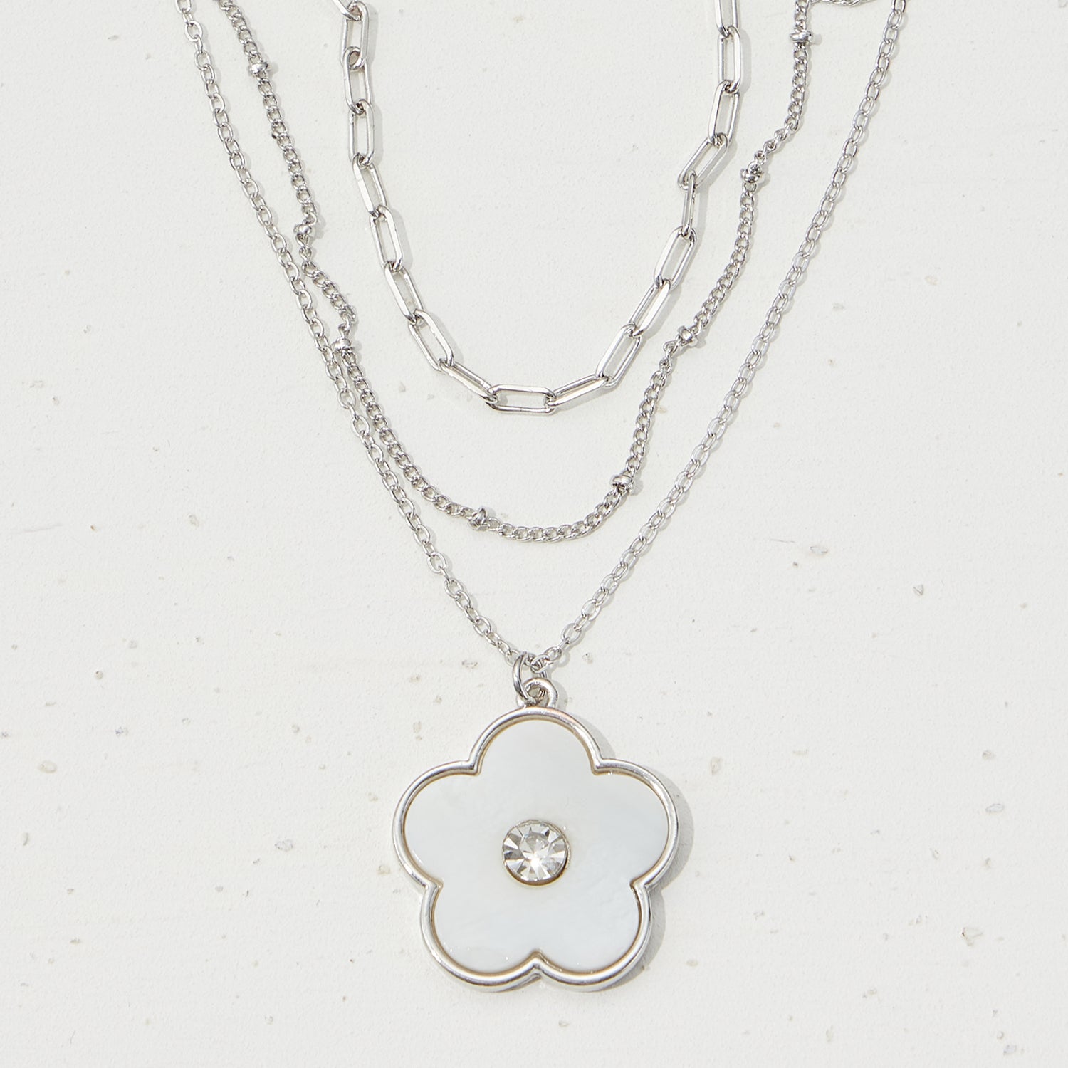 Layered Necklace with Floral Charm