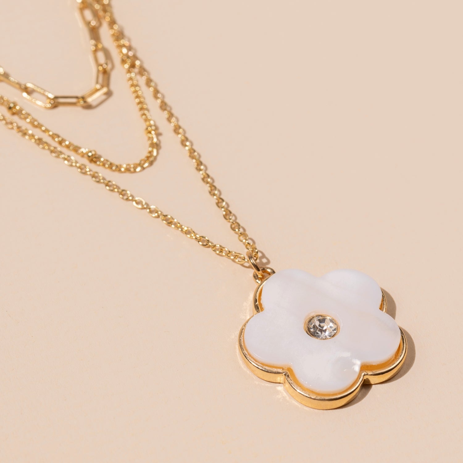 Layered Necklace with Floral Charm