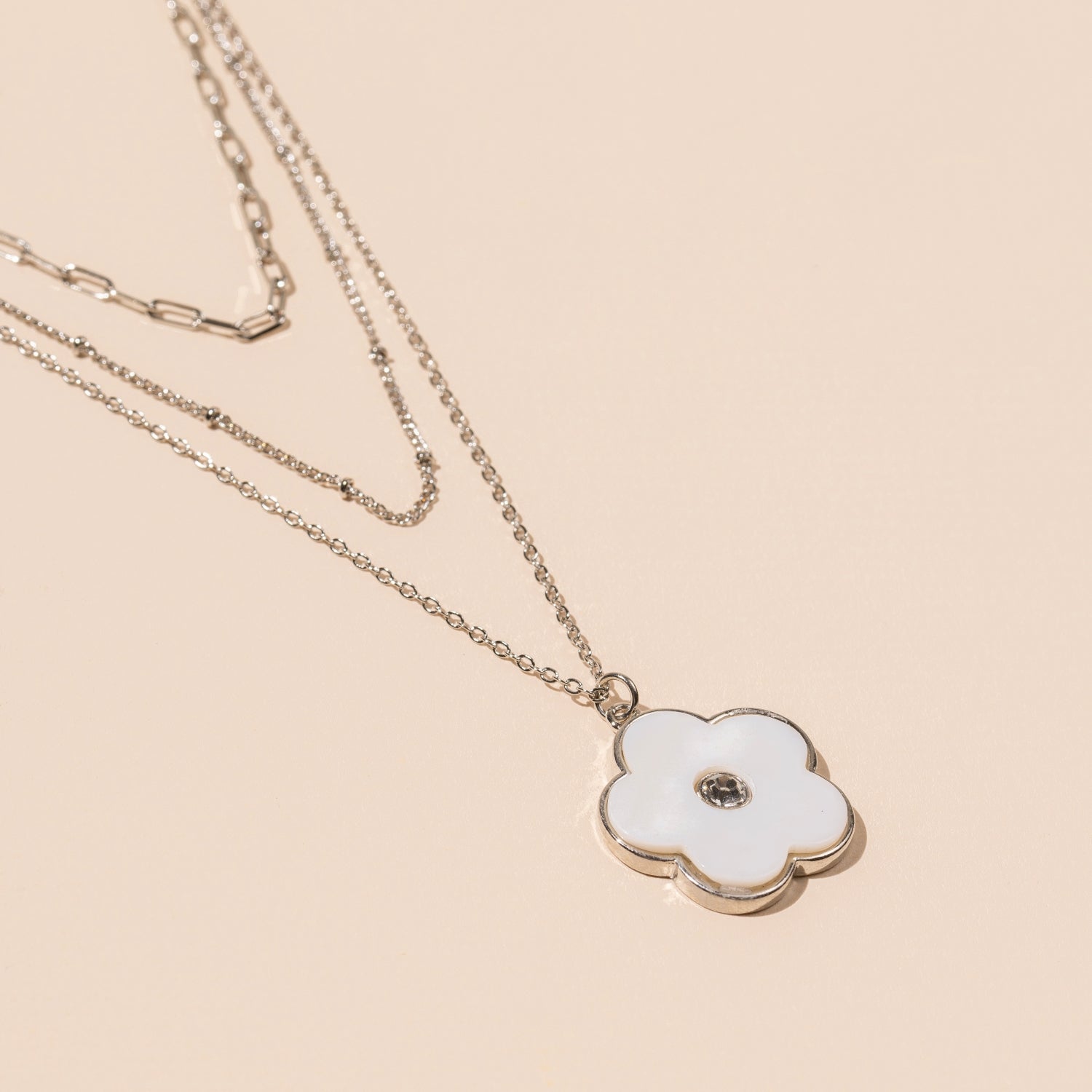Layered Necklace with Floral Charm