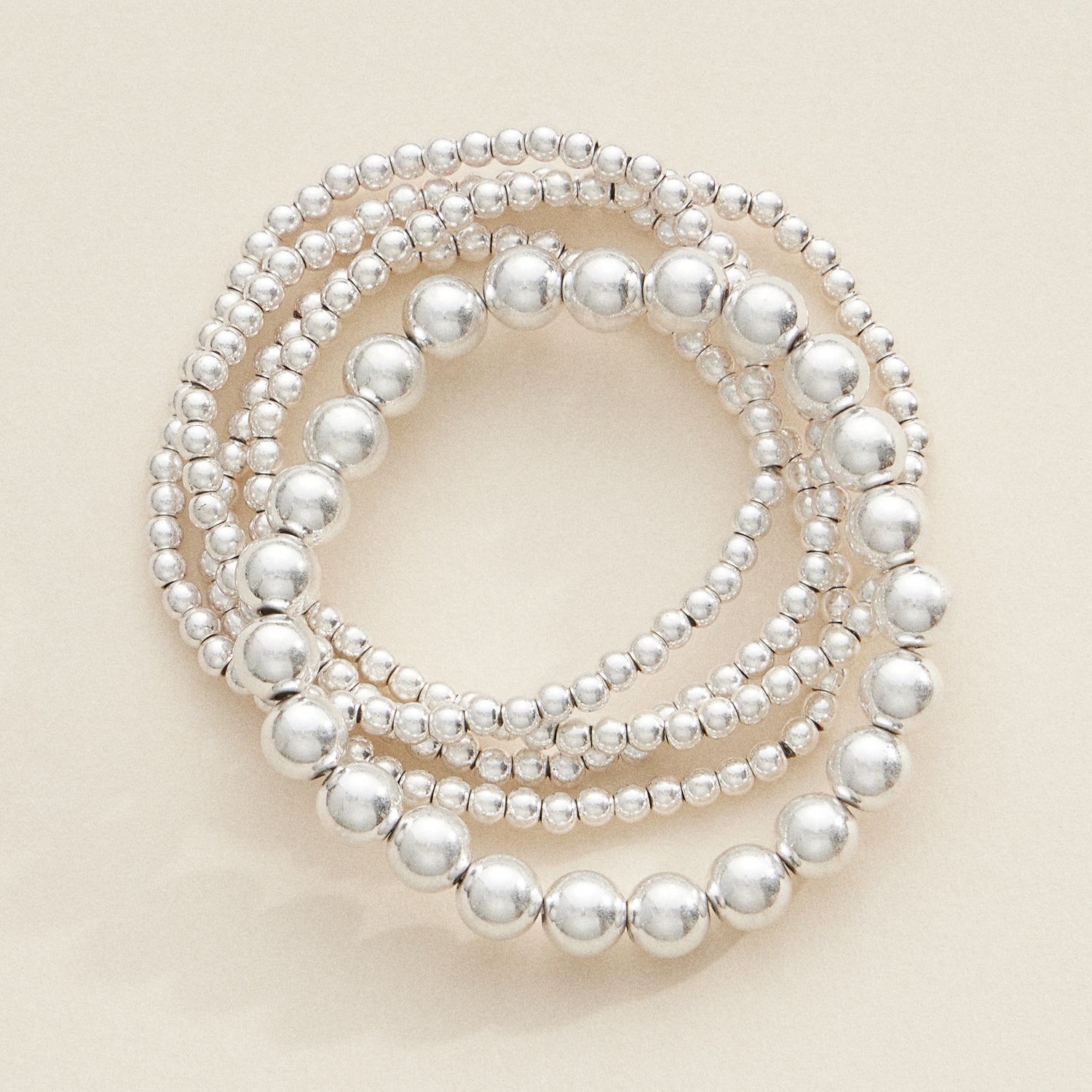 Copper-Toned Beaded Stretch Bracelets – Elegant Stackable Set