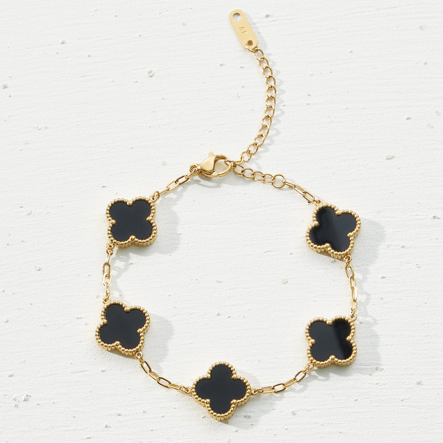 18K Gold-Dipped Stainless Steel Bracelet with Floral Charms