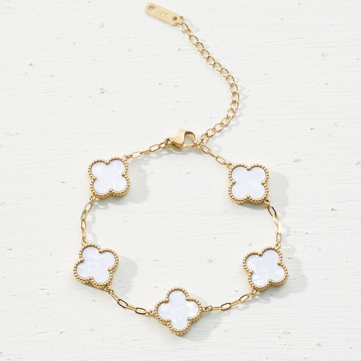 18K Gold-Dipped Stainless Steel Bracelet with Floral Charms