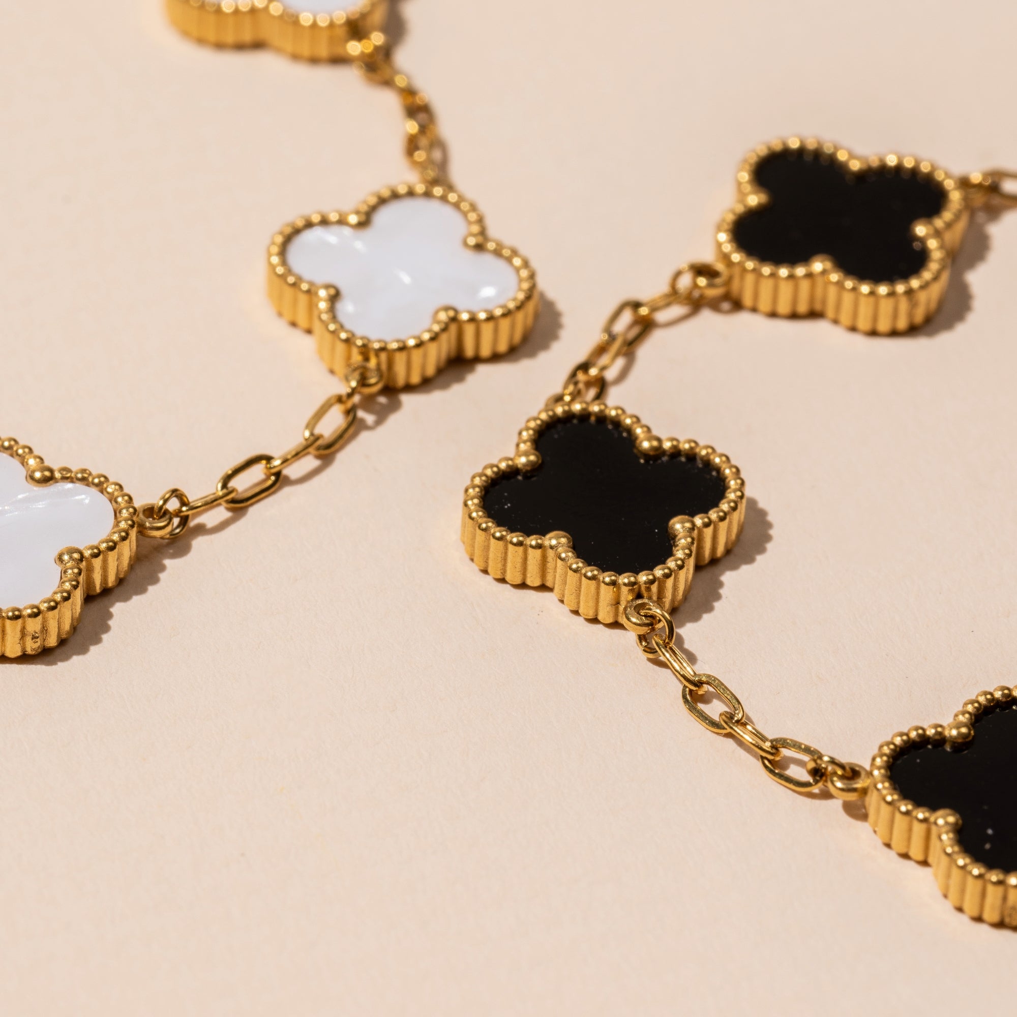 18K Gold-Dipped Stainless Steel Bracelet with Floral Charms