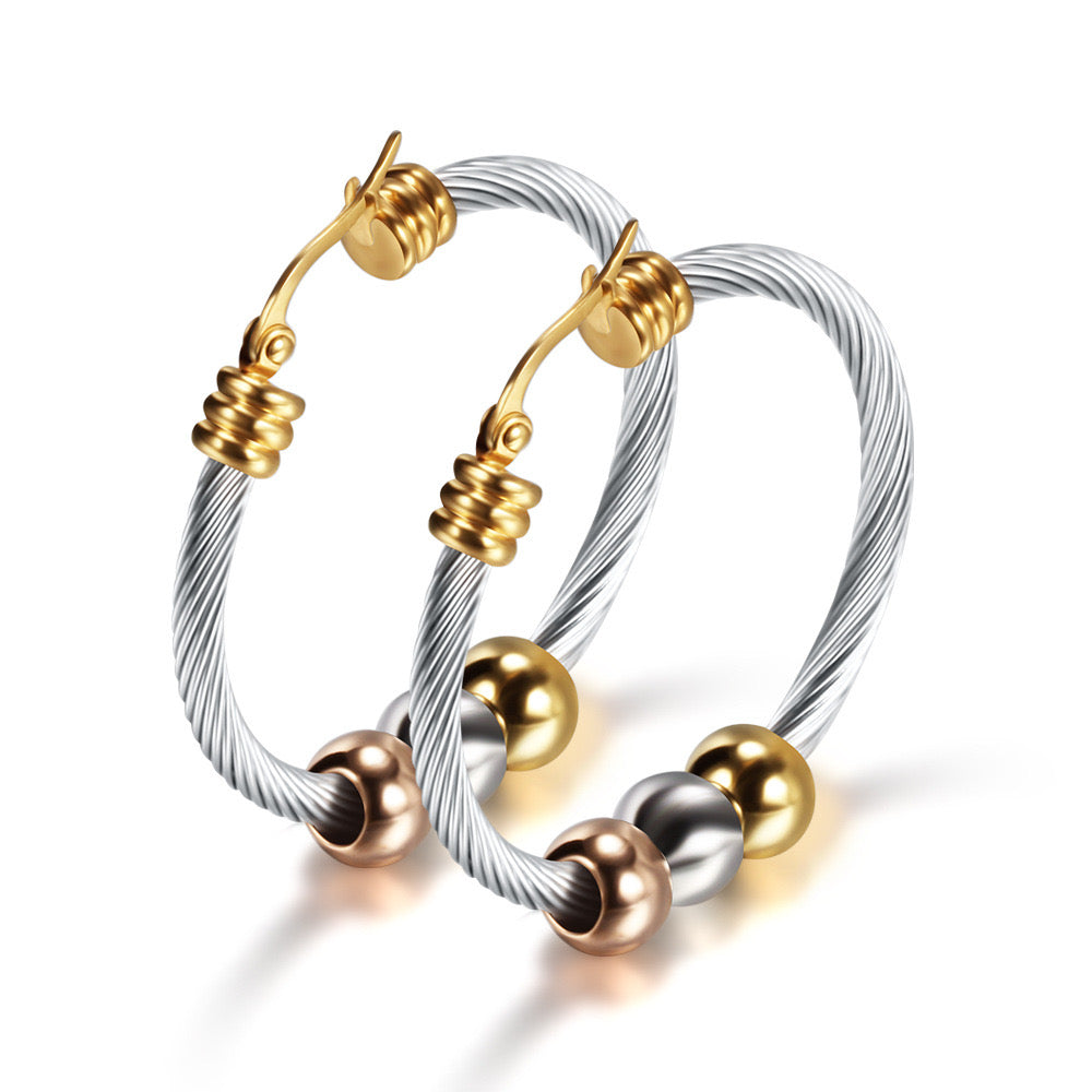 18K Gold Plated Stainless Steel Multi Color Hoop Earrings