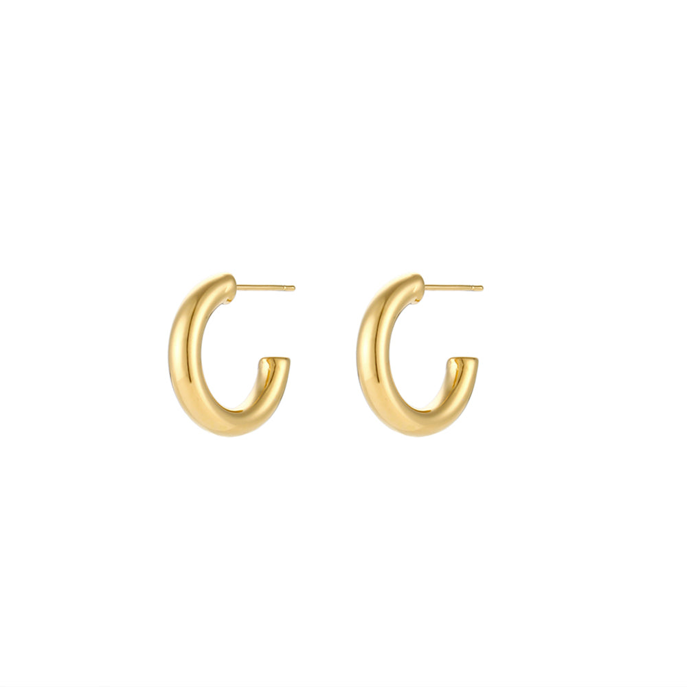 18K Gold Plated Stainless Steel Basic Hoop Earrings