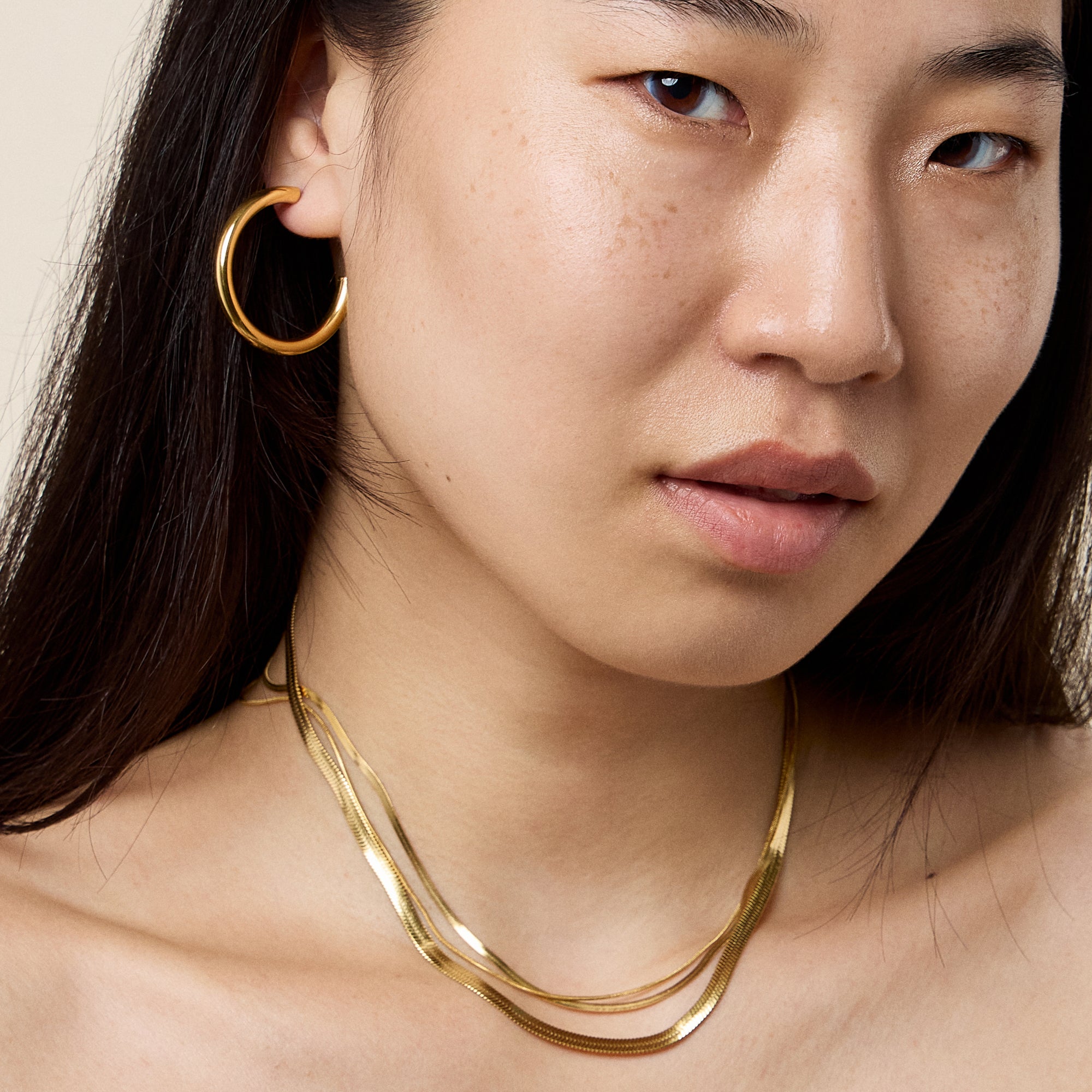 18K Gold Plated Stainless Steel Basic Hoop Earrings