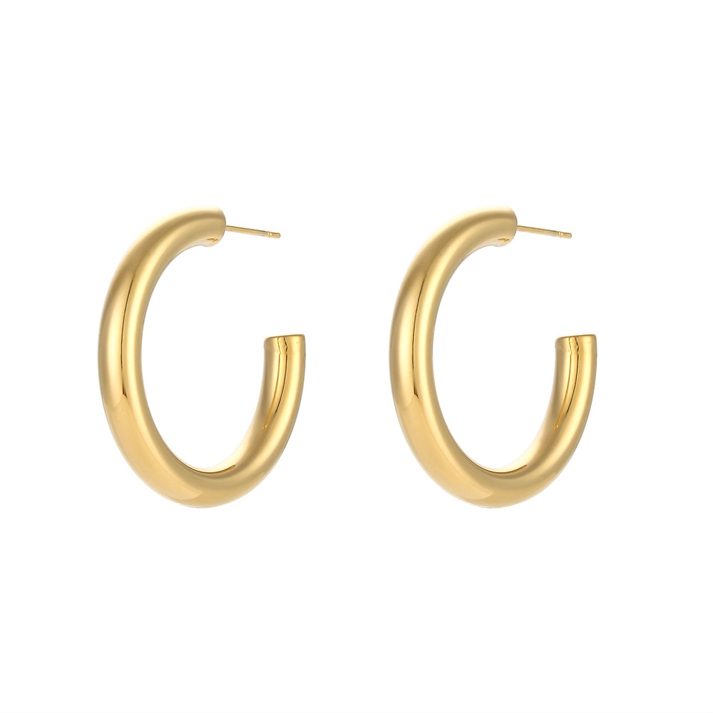 18K Gold Plated Stainless Steel Basic Hoop Earrings