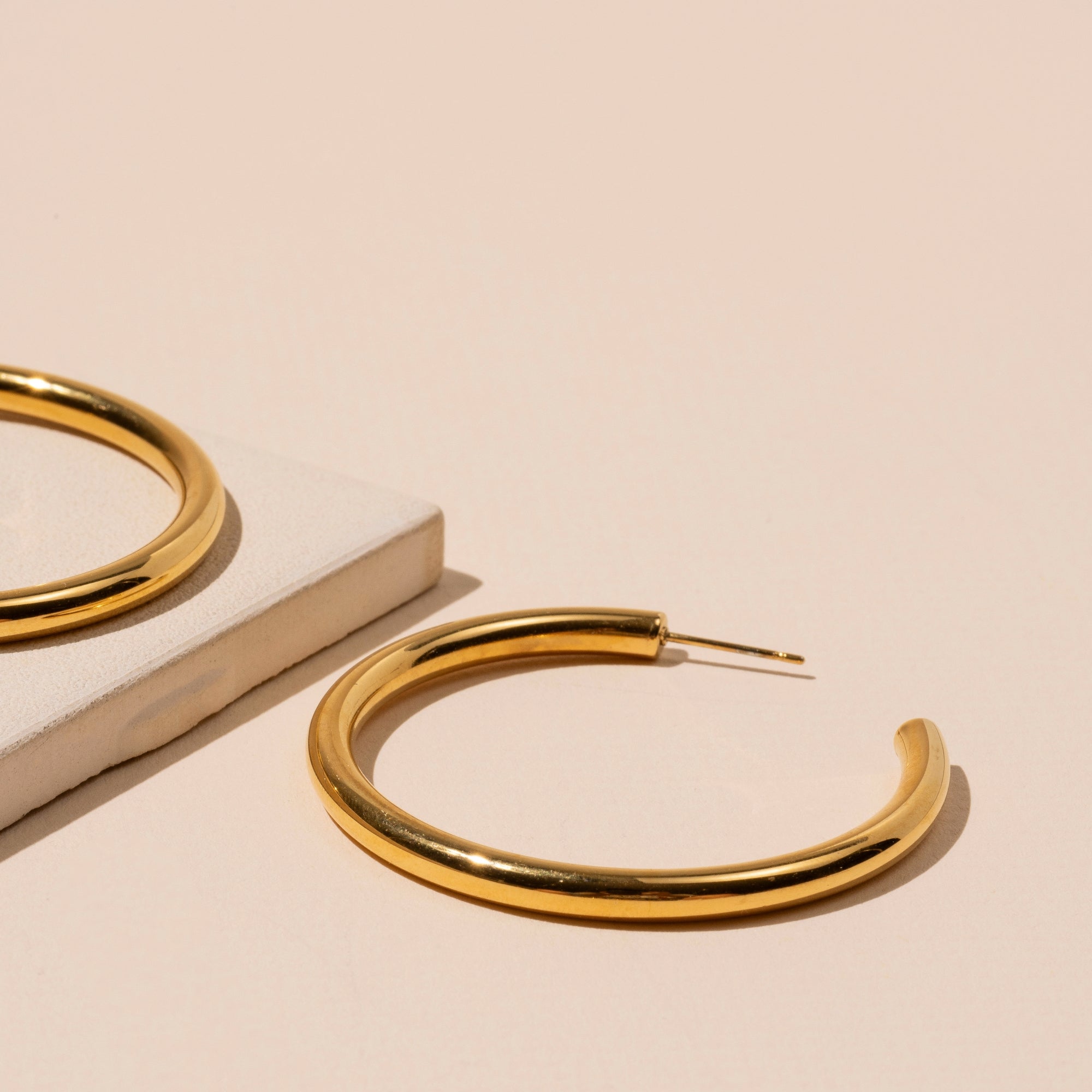 18K Gold Plated Stainless Steel Basic Hoop Earrings