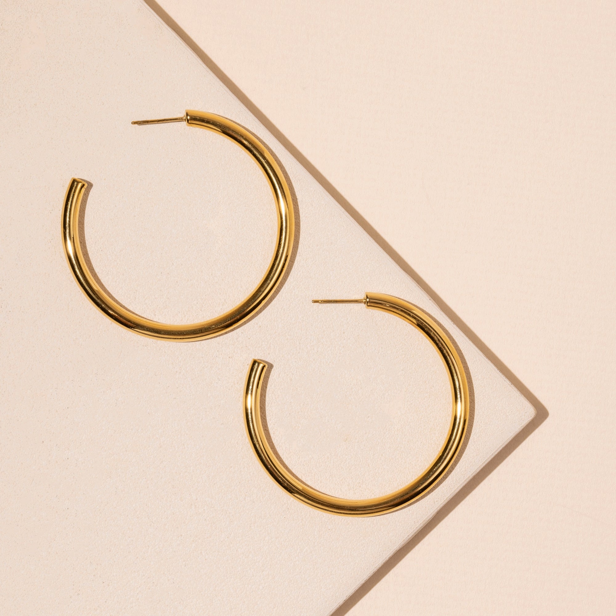 18K Gold Plated Stainless Steel Basic Hoop Earrings